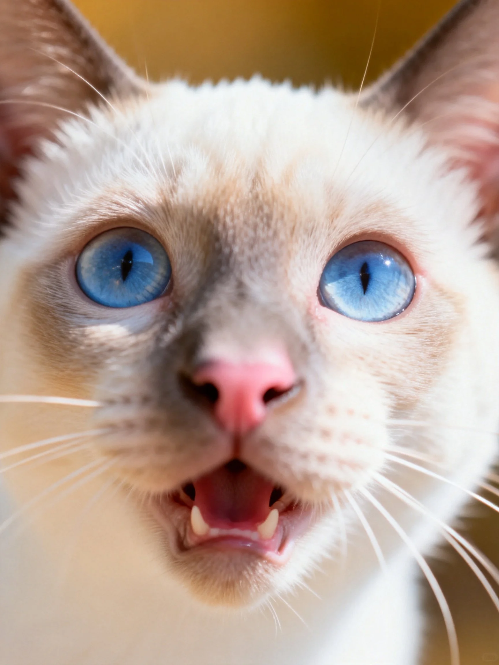 Close - up of a Siamese cat with striking blue eyes