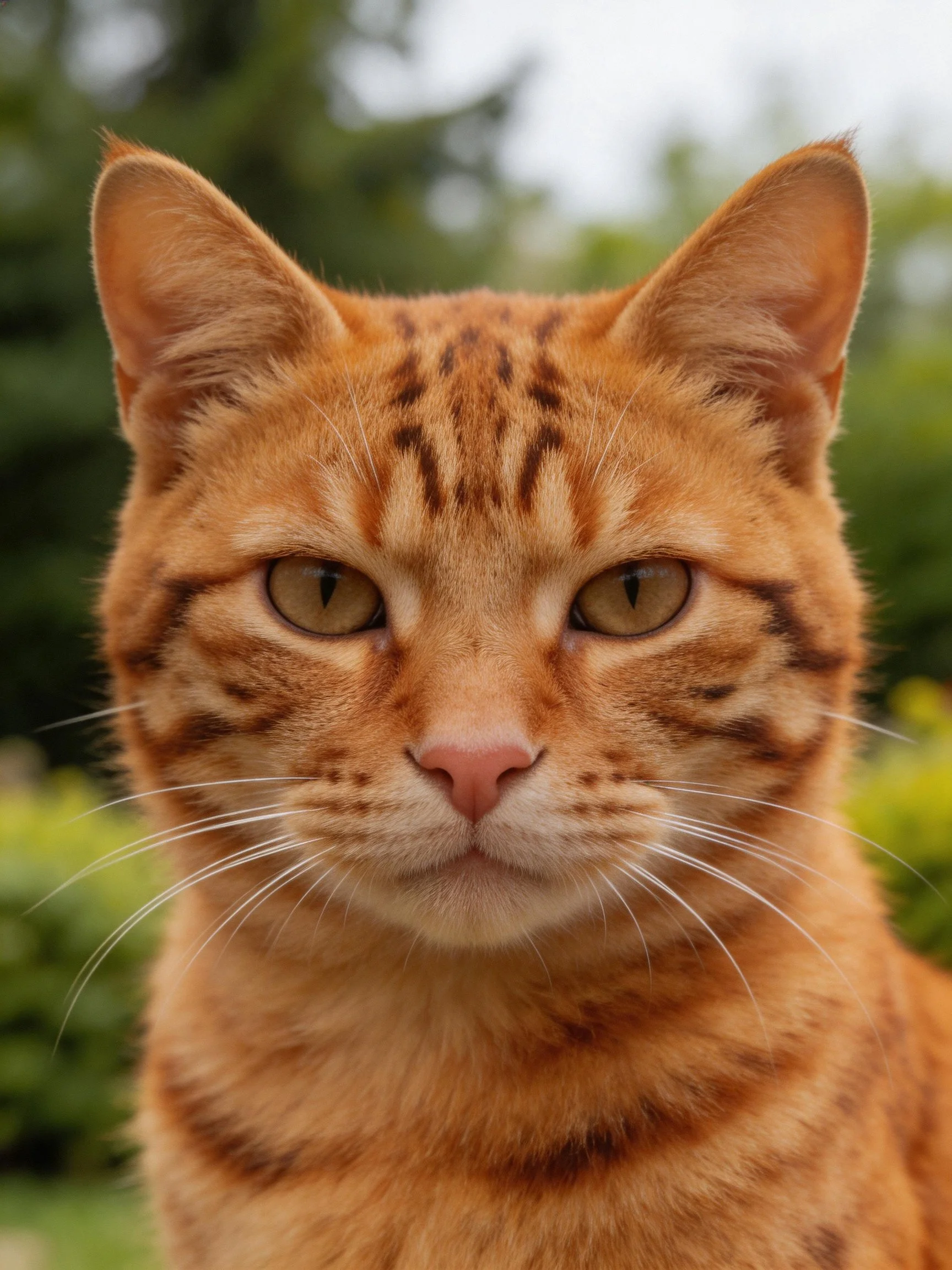 Close - up of an orange tabby cat in a garden