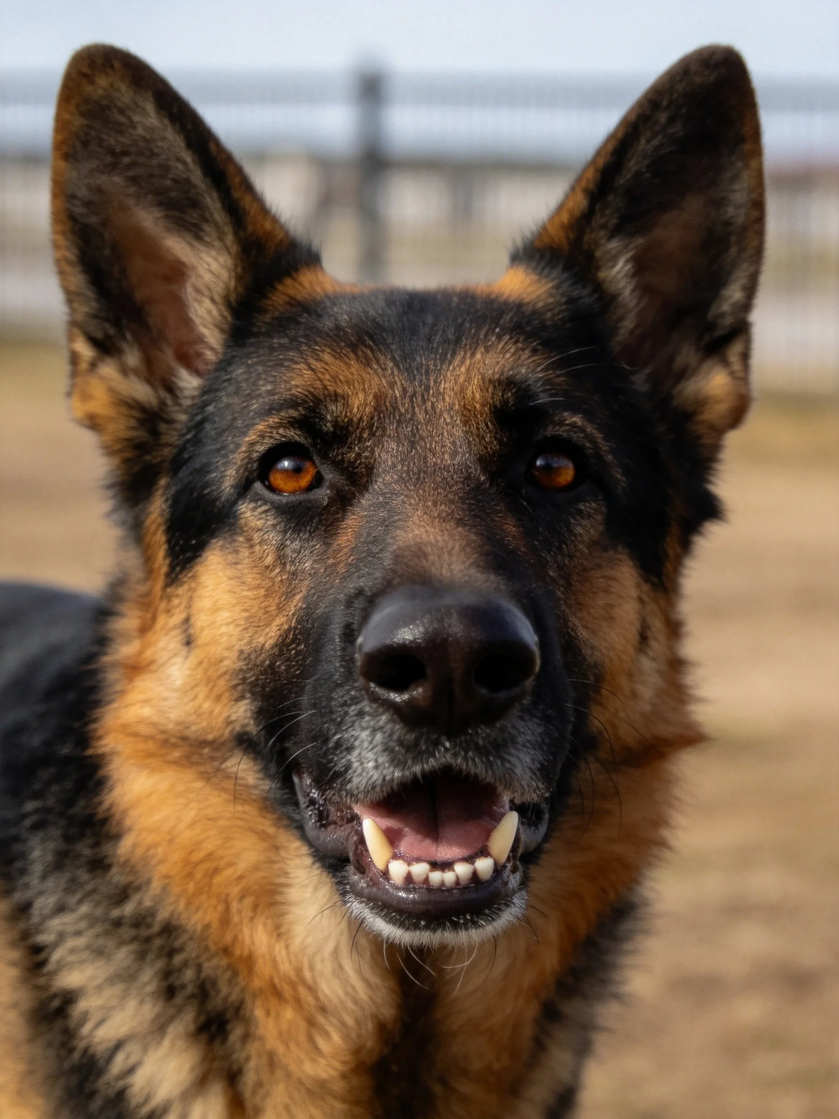 A close - up of a German Shepherd dog showing an alert expression.