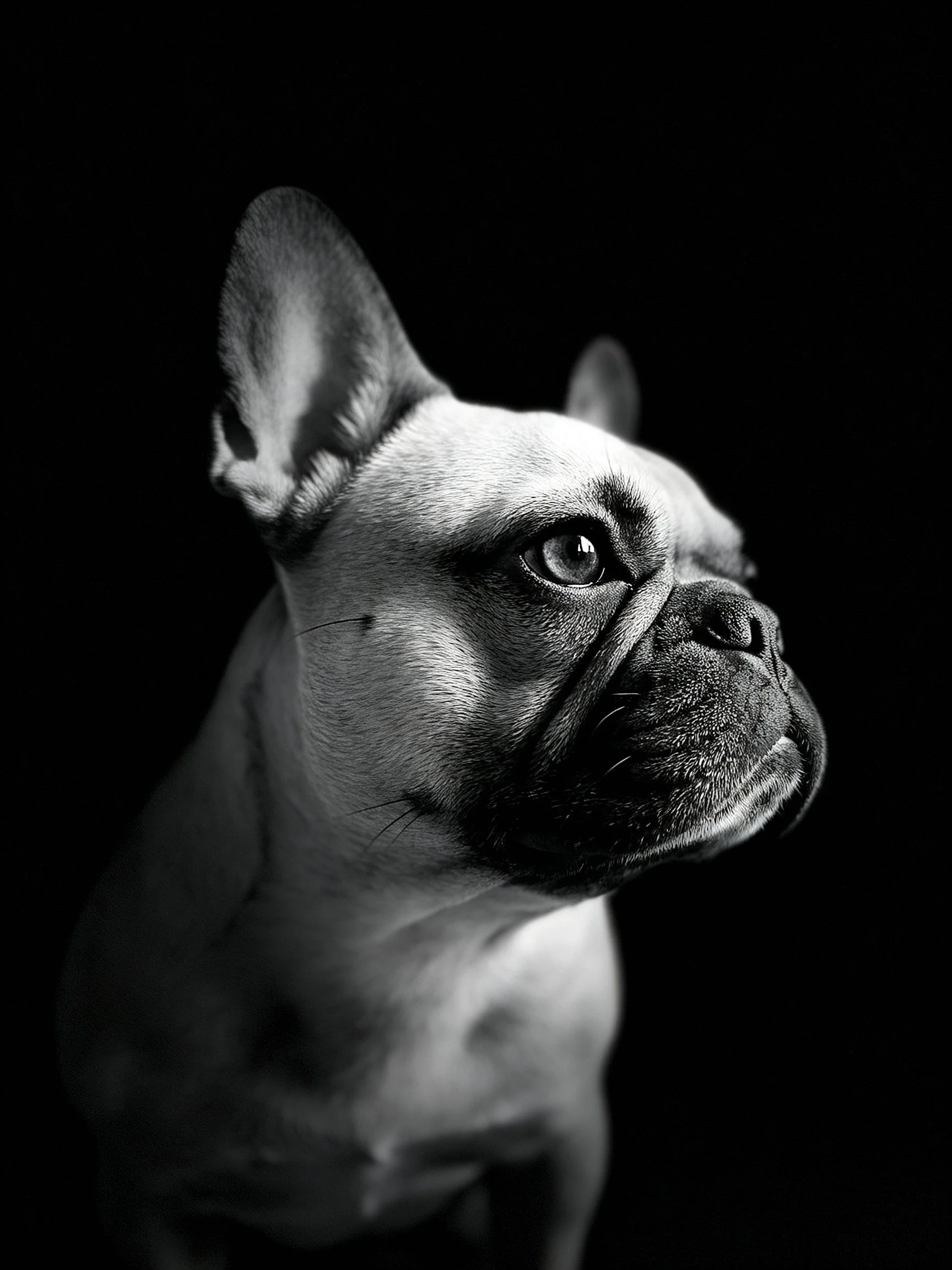 Black - and - white portrait of a French bulldog