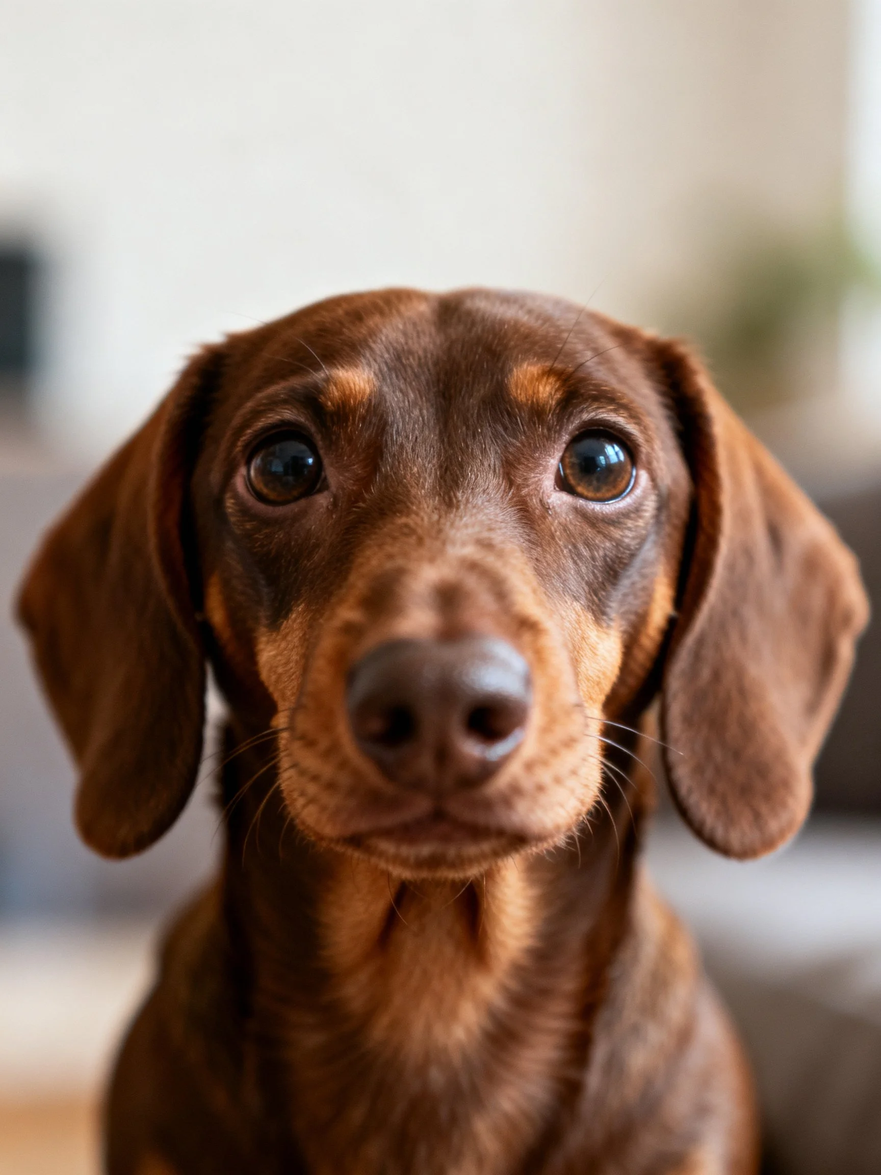 Brown Dachshund with large floppy ears