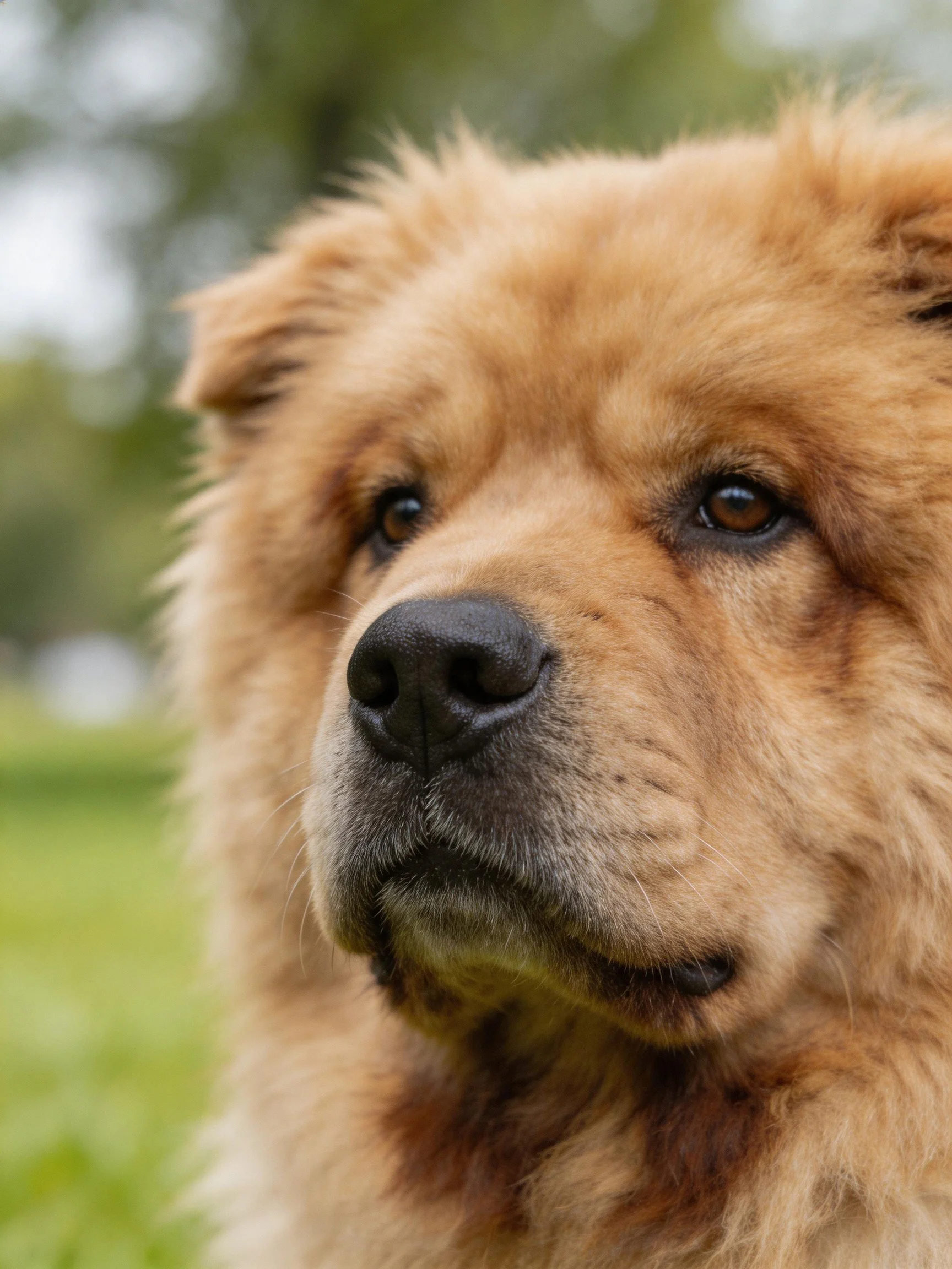 Close - up of a Chow dog with thick fur