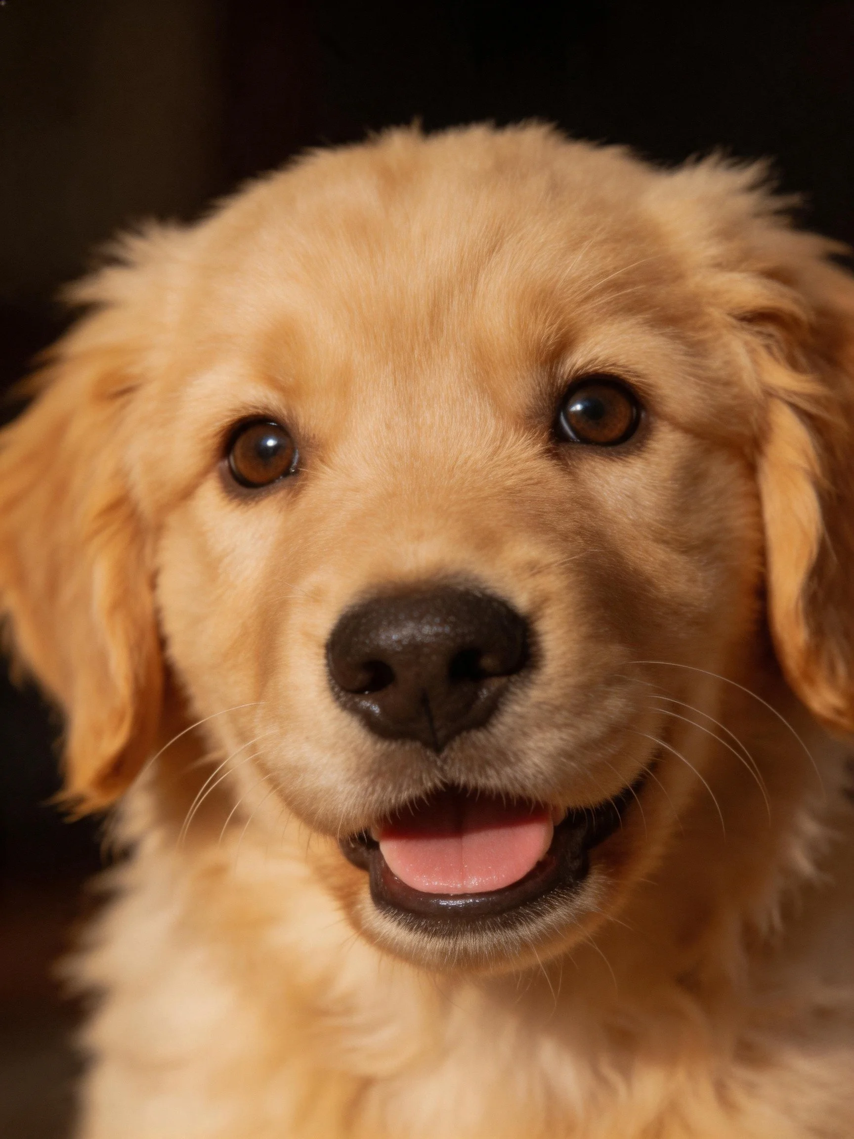 Close-up of a golden retriever puppy with soft golden fur