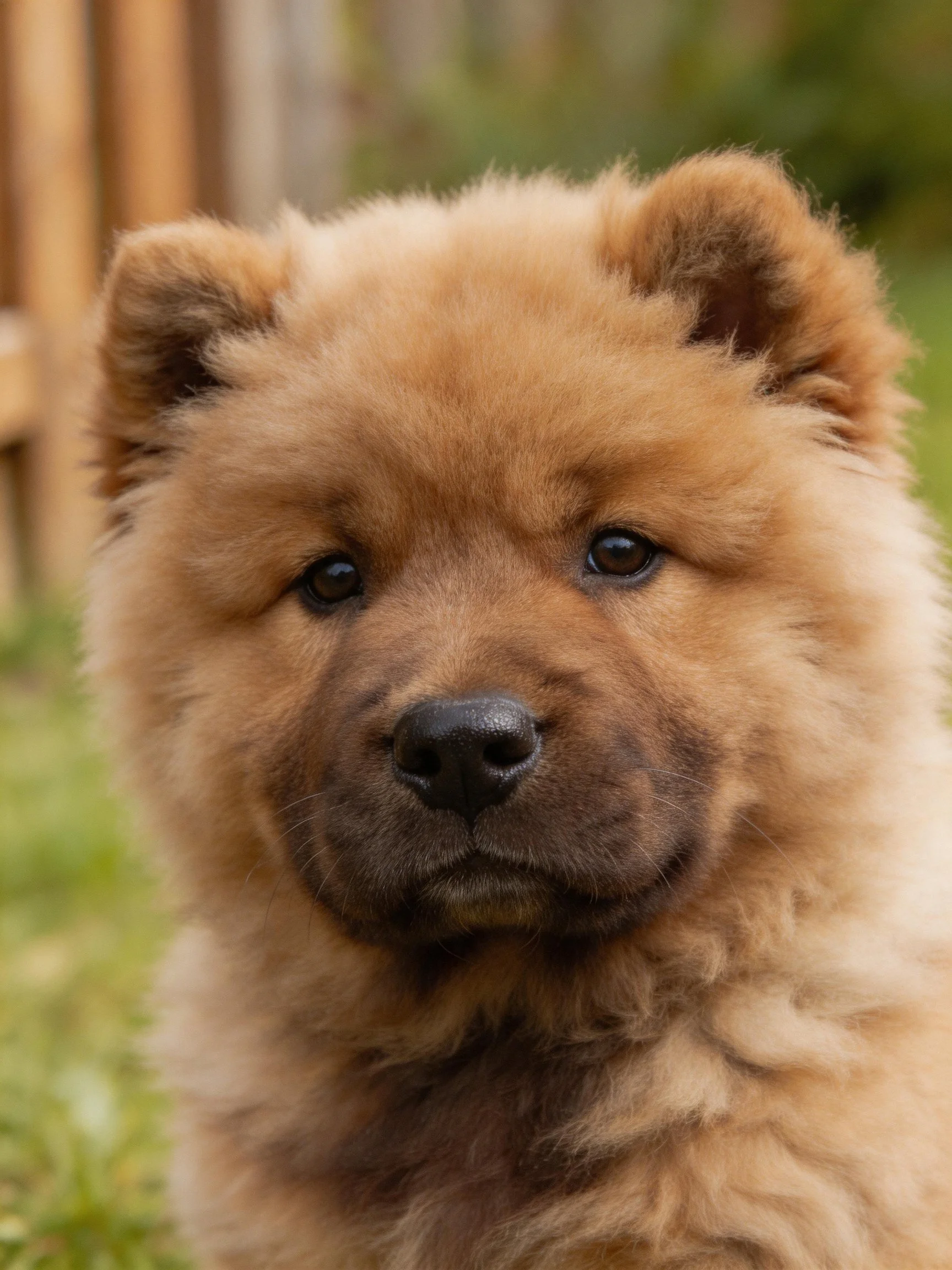Fluffy tan Chow puppy with round face