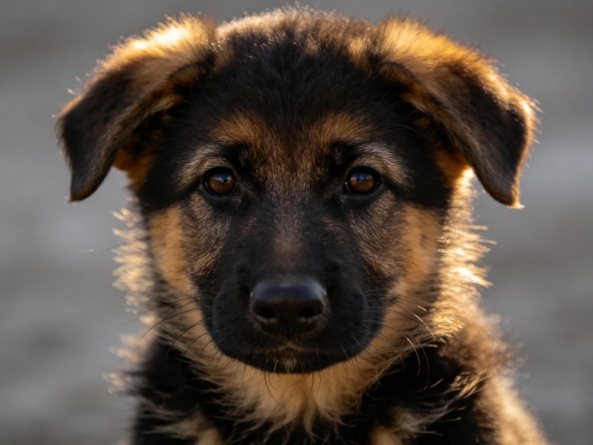 A close - up of a young German Shepherd puppy with black and tan fur.