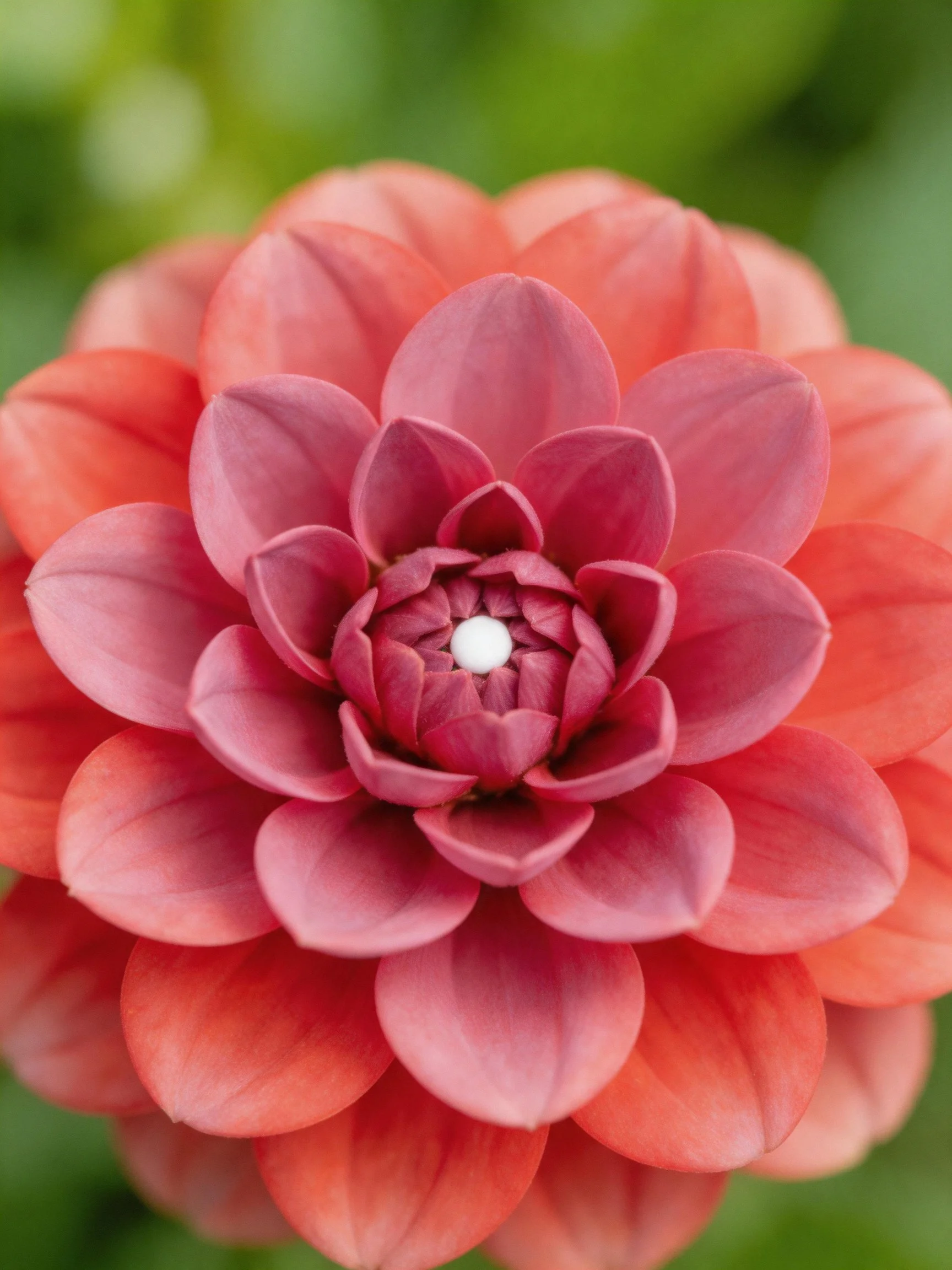 A Close-Up of a Multilayered Pink and Red Dahlia Bloom
