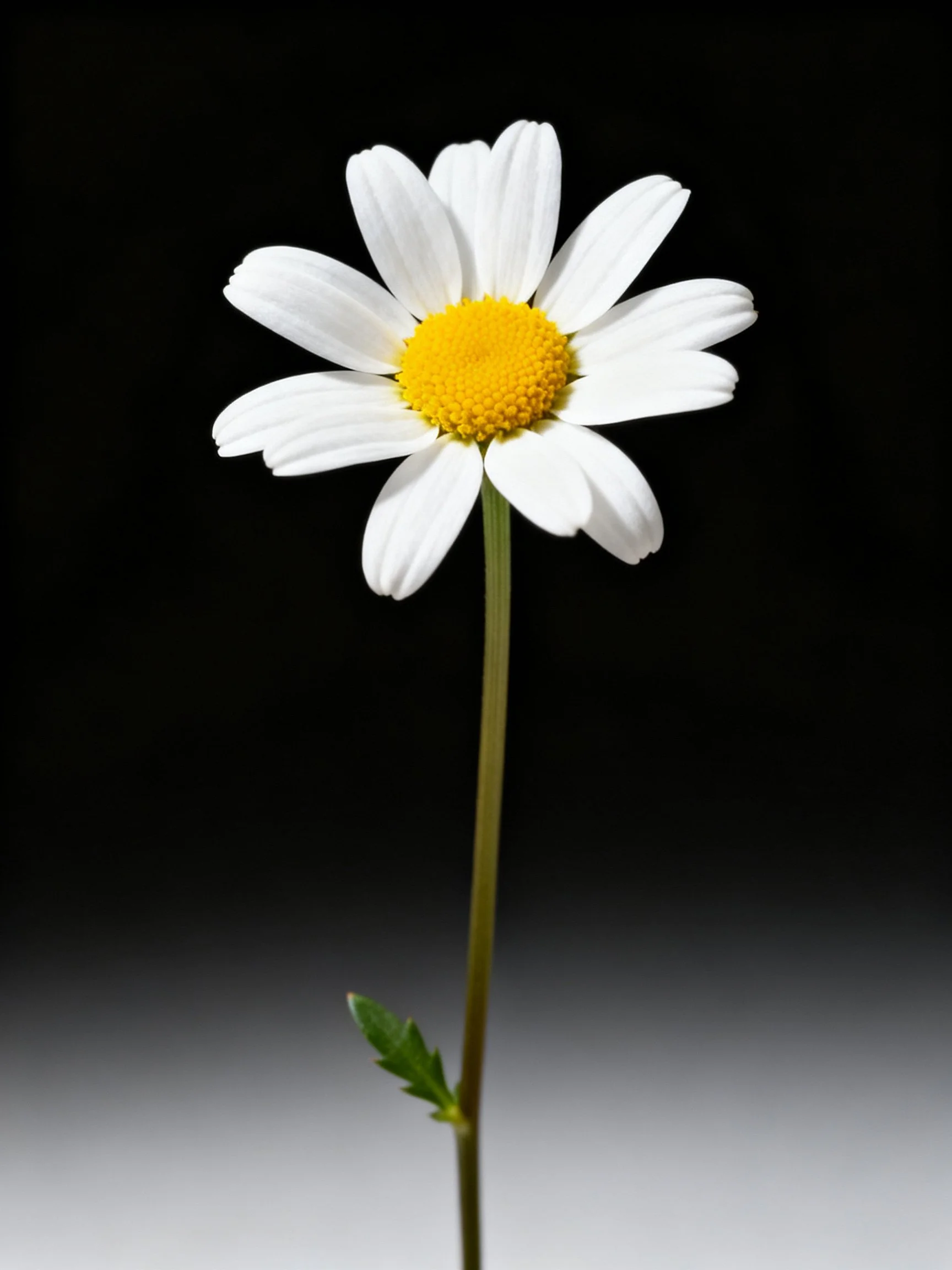 A Single Daisy with White Petals and Yellow Center