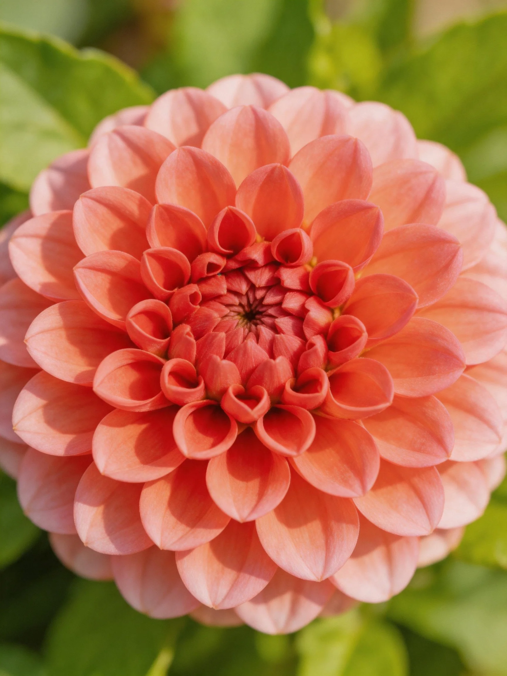A Vibrant Pink-Orange Dahlia with Layered Petals