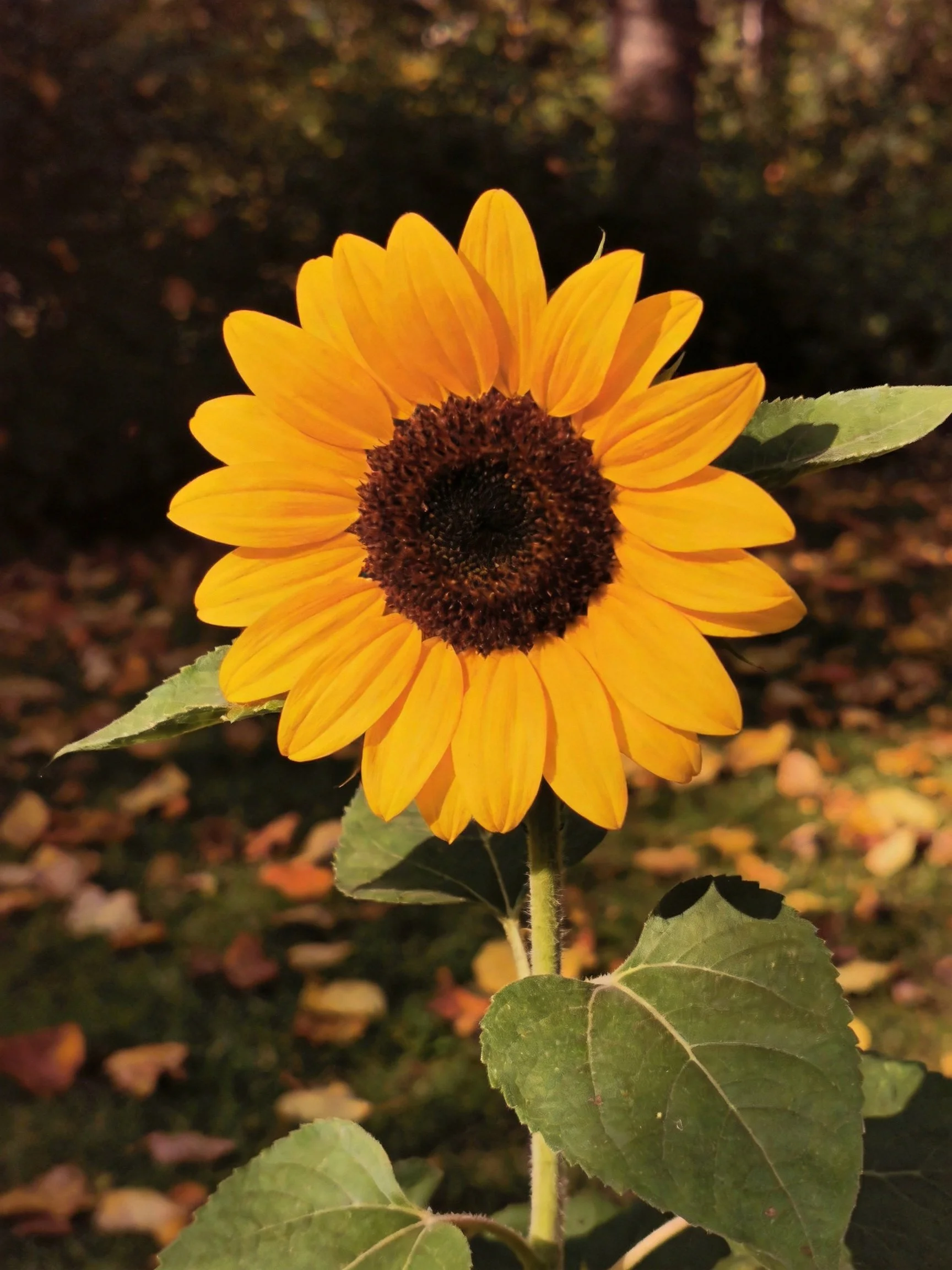 A bright yellow sunflower with dark brown center