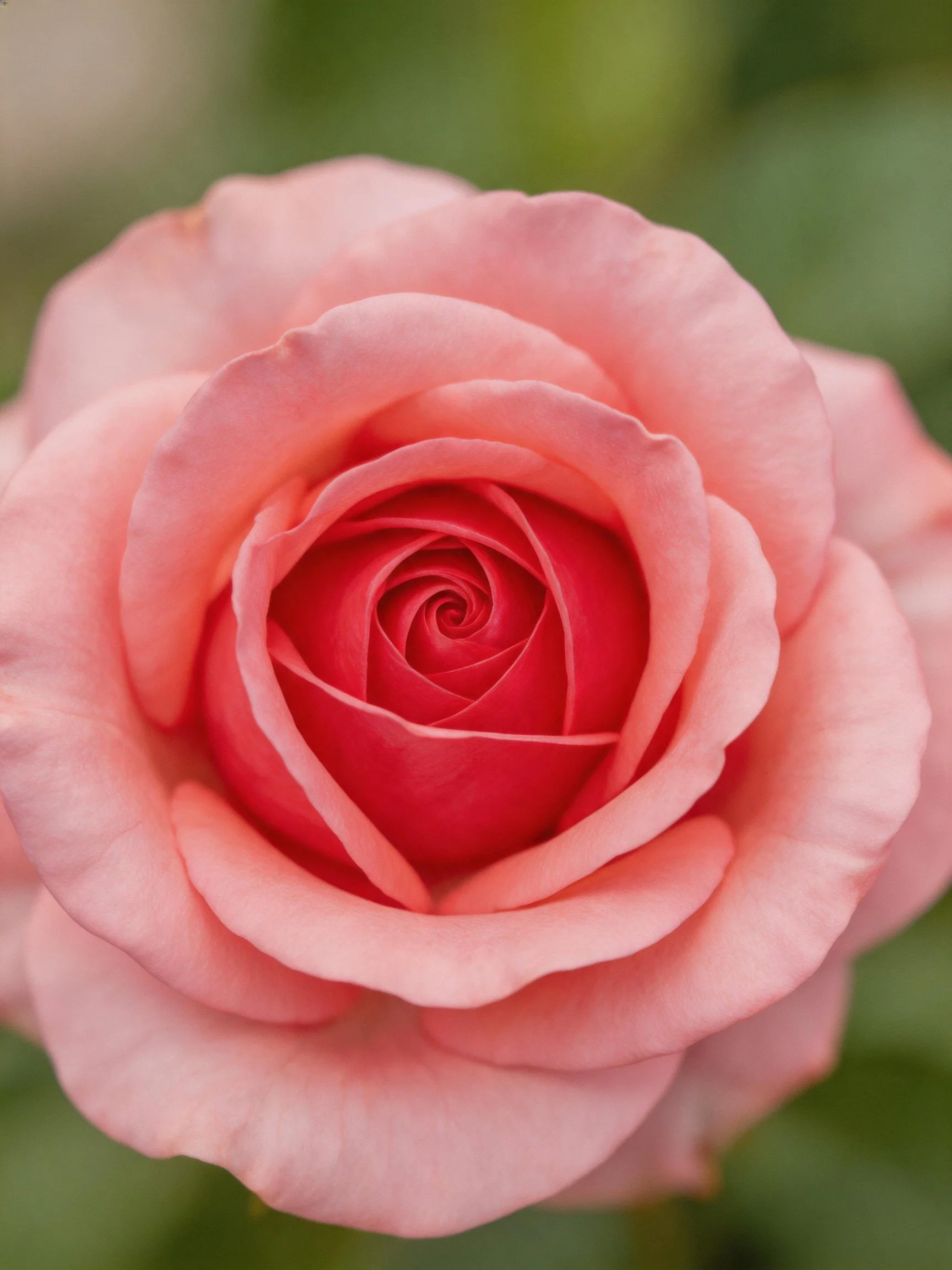 A close - up of a pink rose with a vibrant red center
