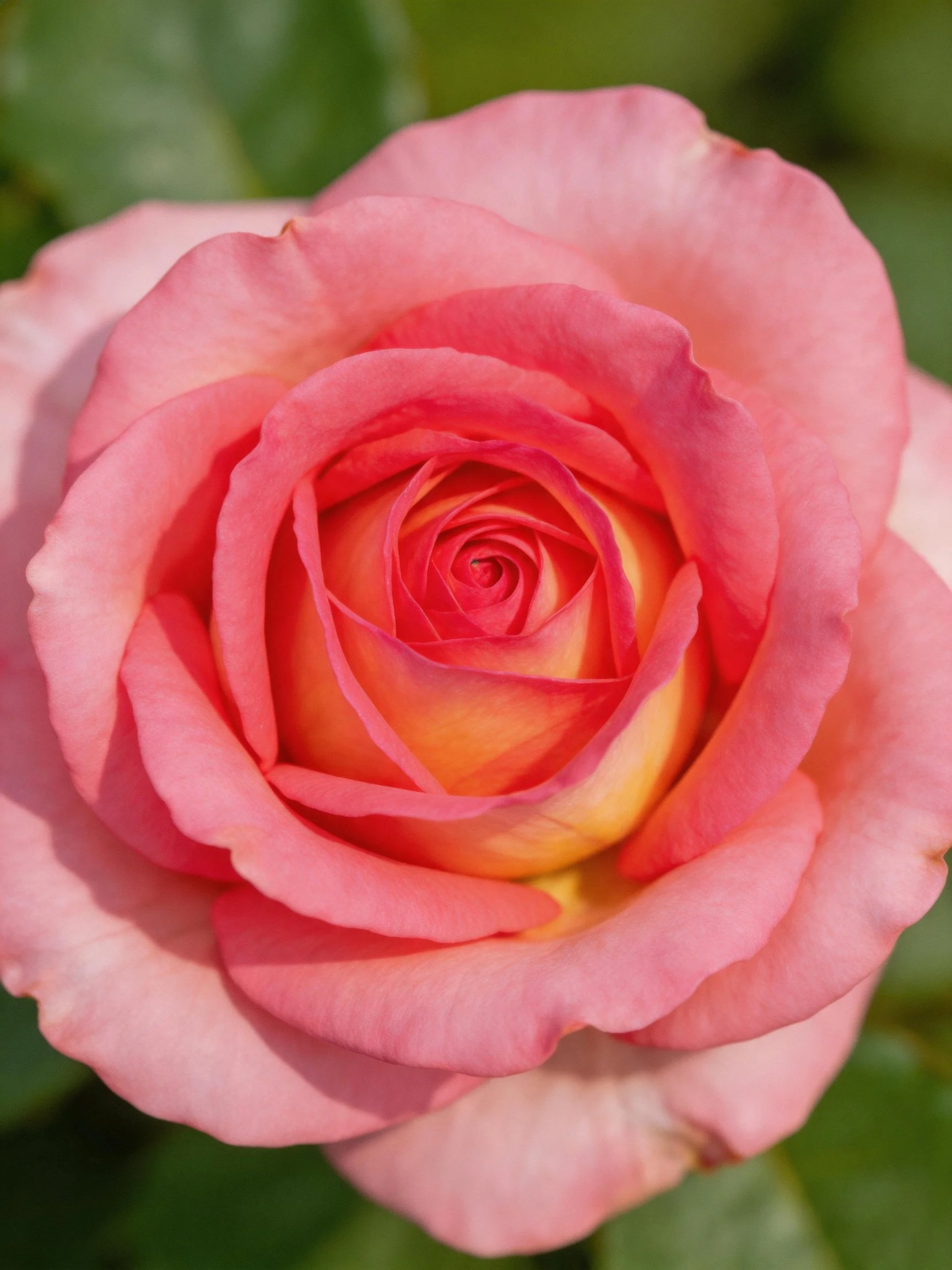 A close-up of a pink rose with orange-yellow center