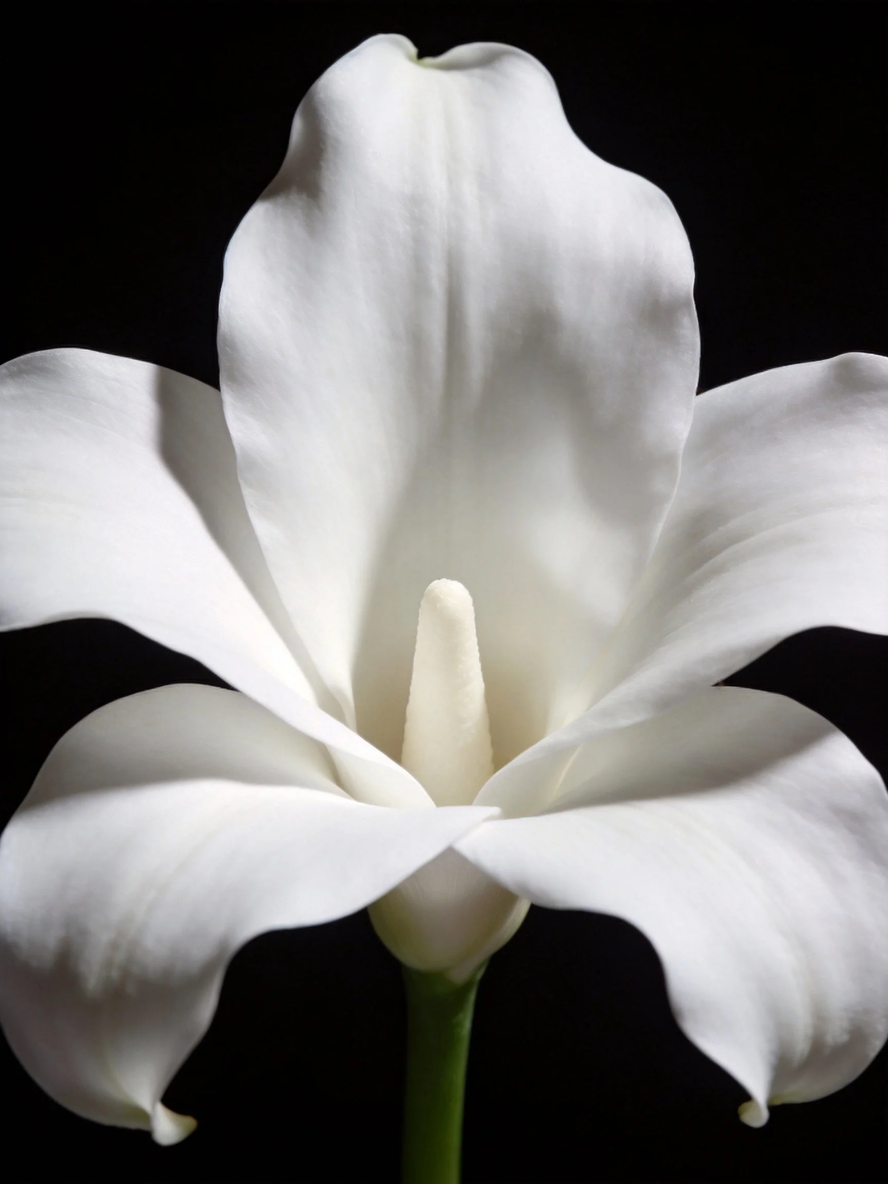 A close-up of a pristine white calla lily