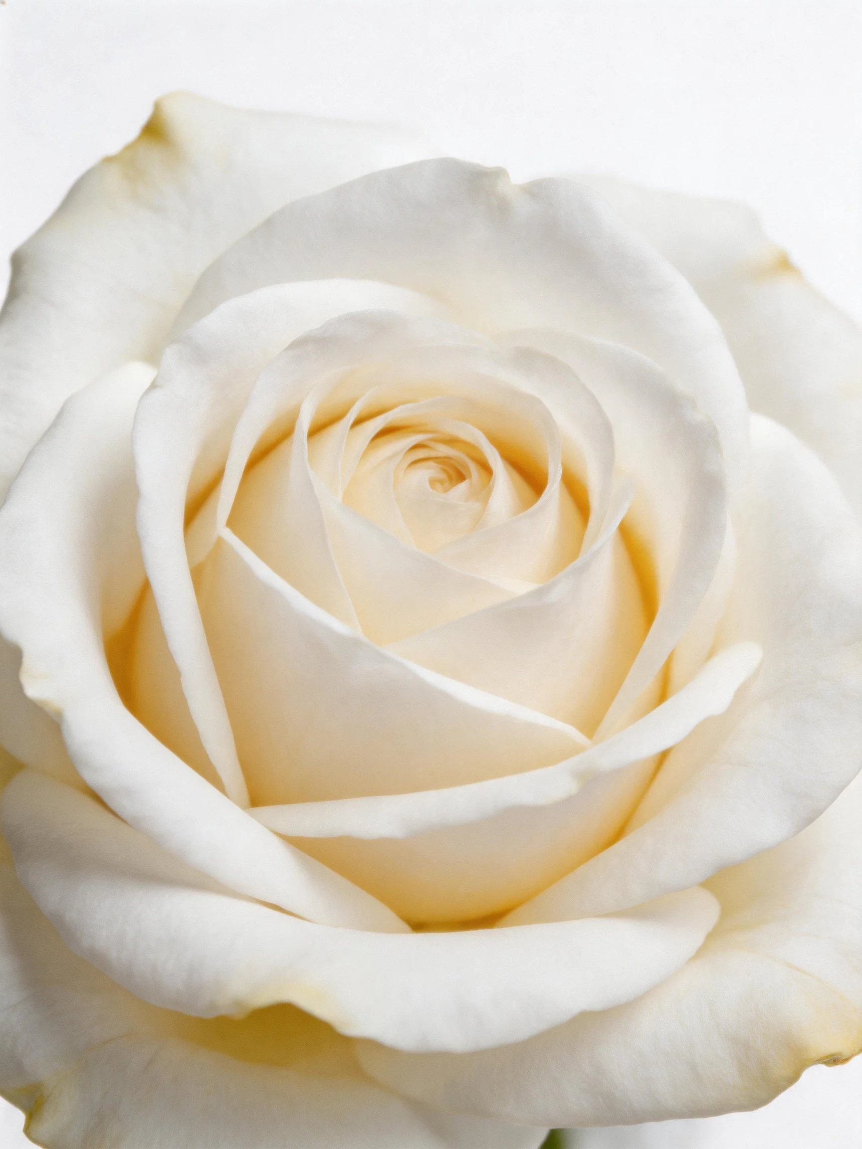 A close - up of a pristine white rose with soft petals