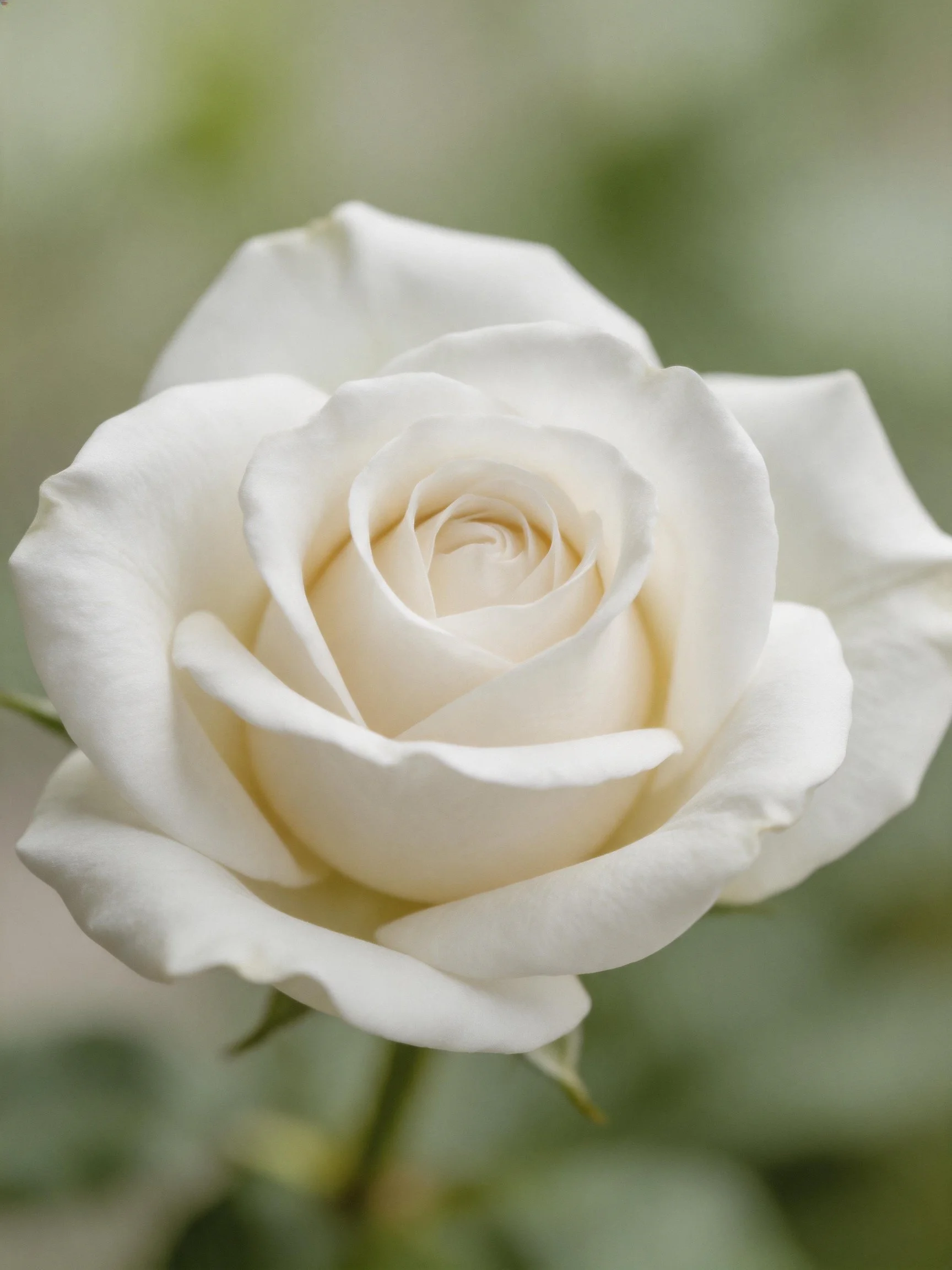 A close - up of a pristine white rose with soft petals
