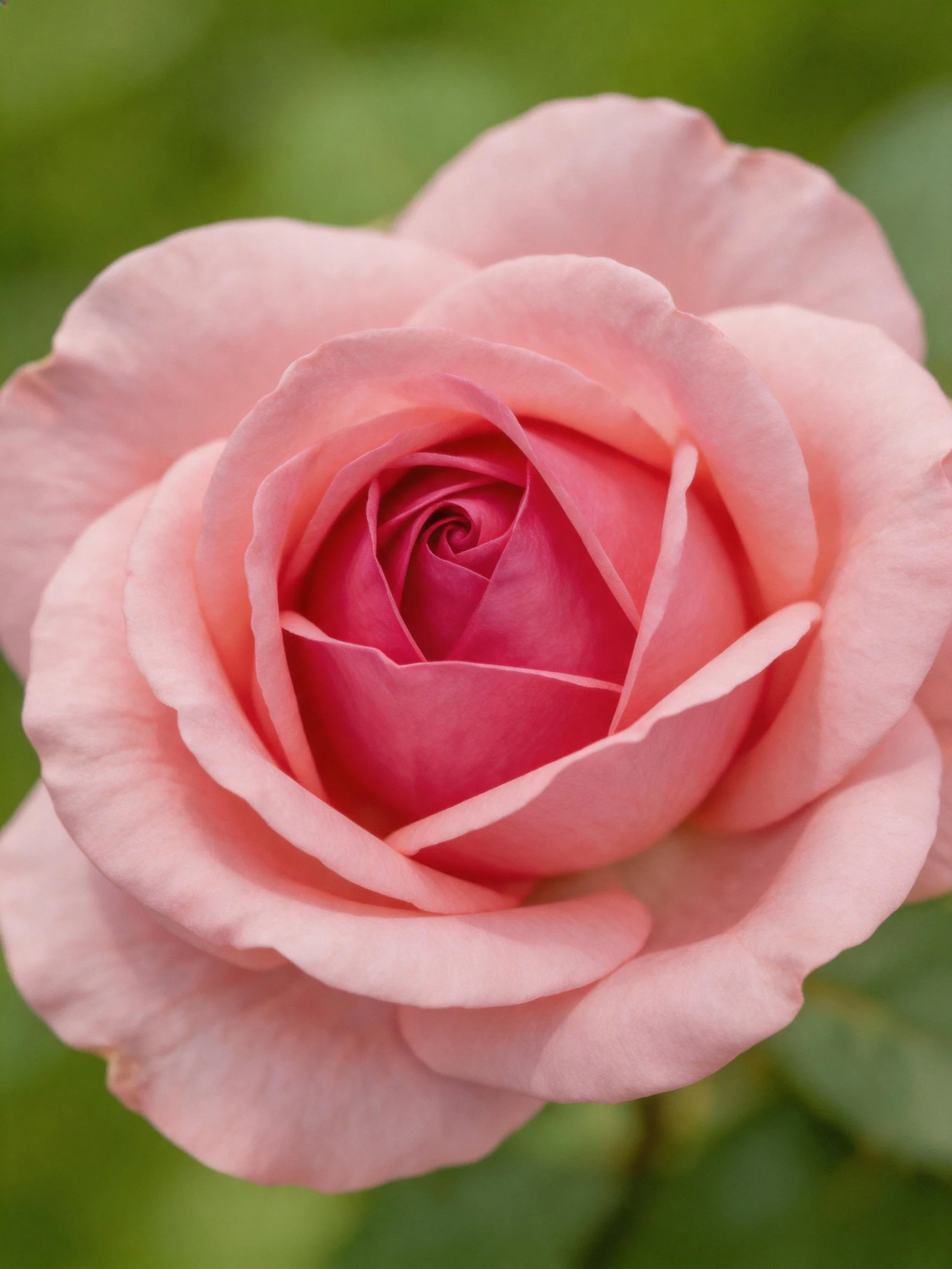 A close - up of a soft pink rose with layered petals