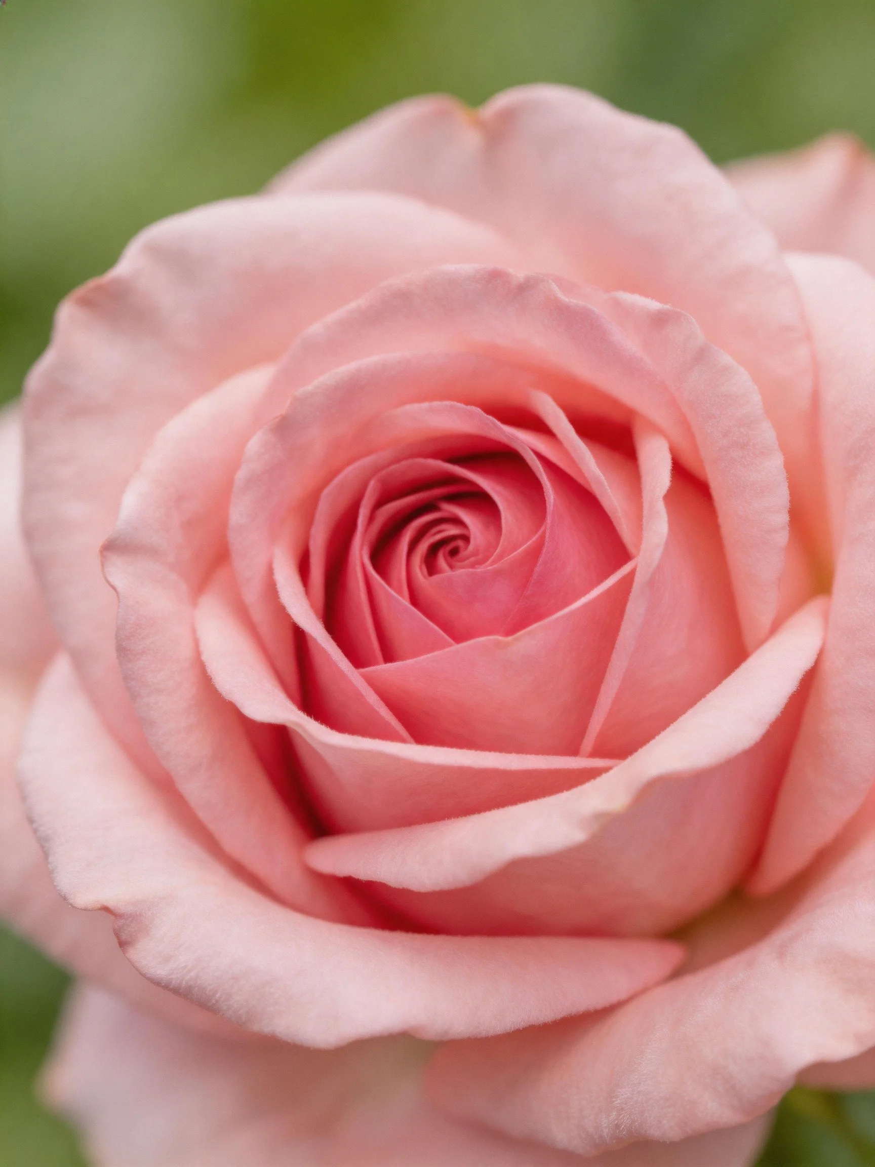 A close - up of a soft pink rose with layered petals