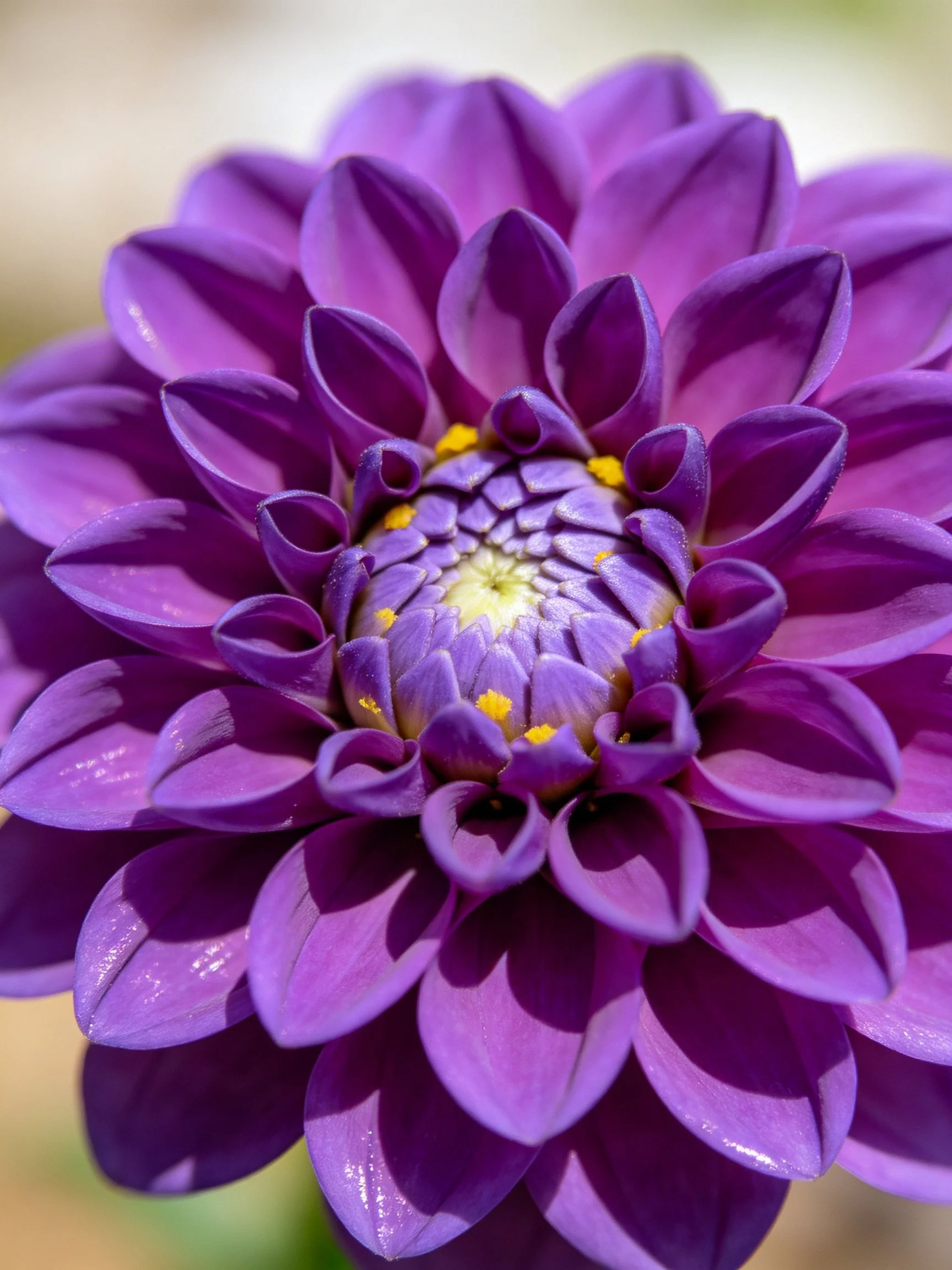 A vibrant purple dahlia with layered petals shown in close - up.