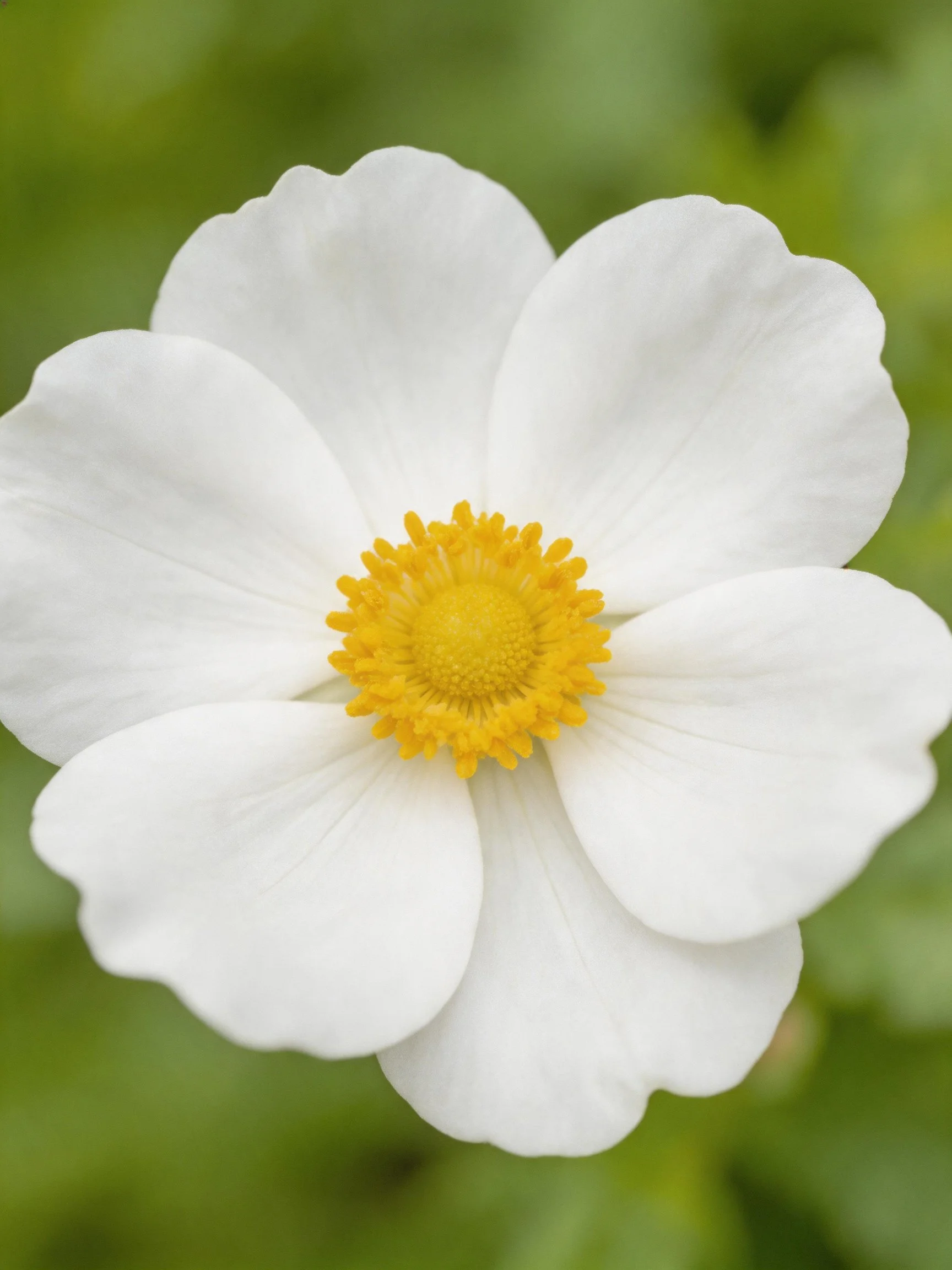 A close - up of a white flower with a vibrant yellow center