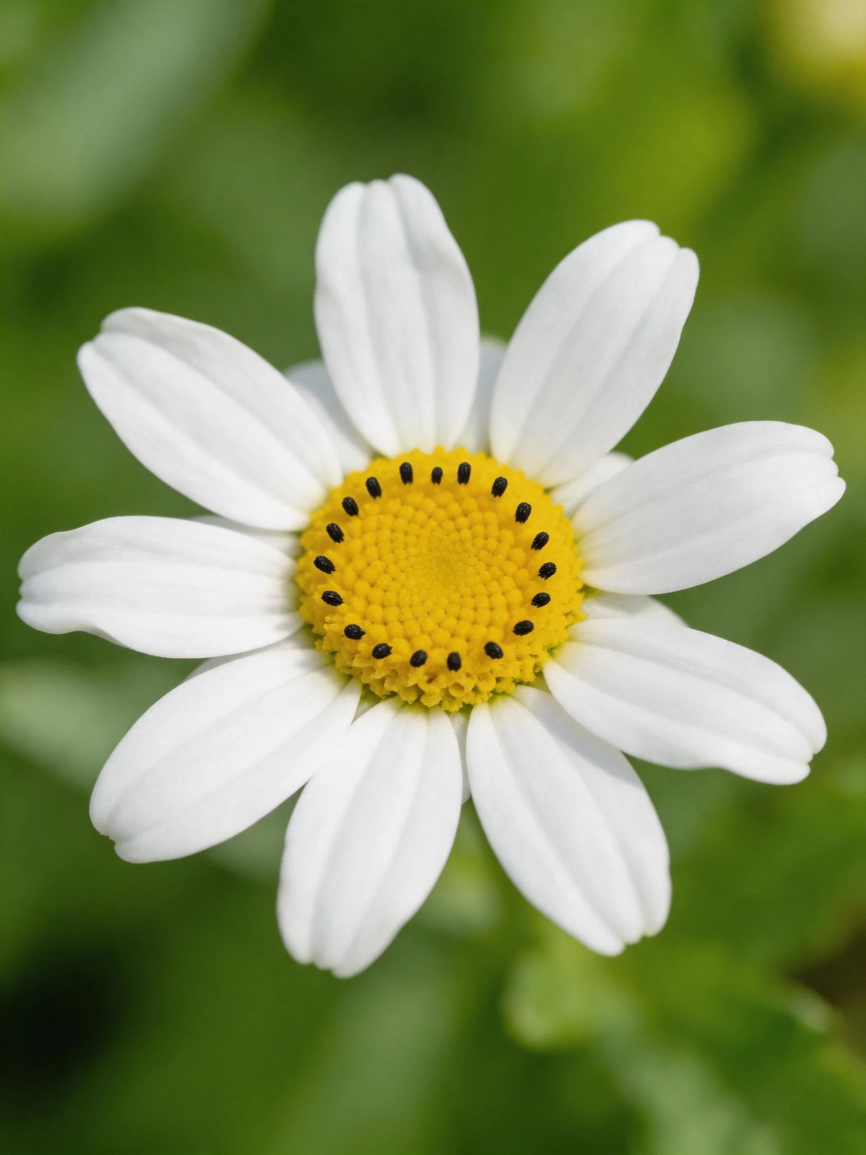 A close - up of a white - petaled daisy with a yellow center