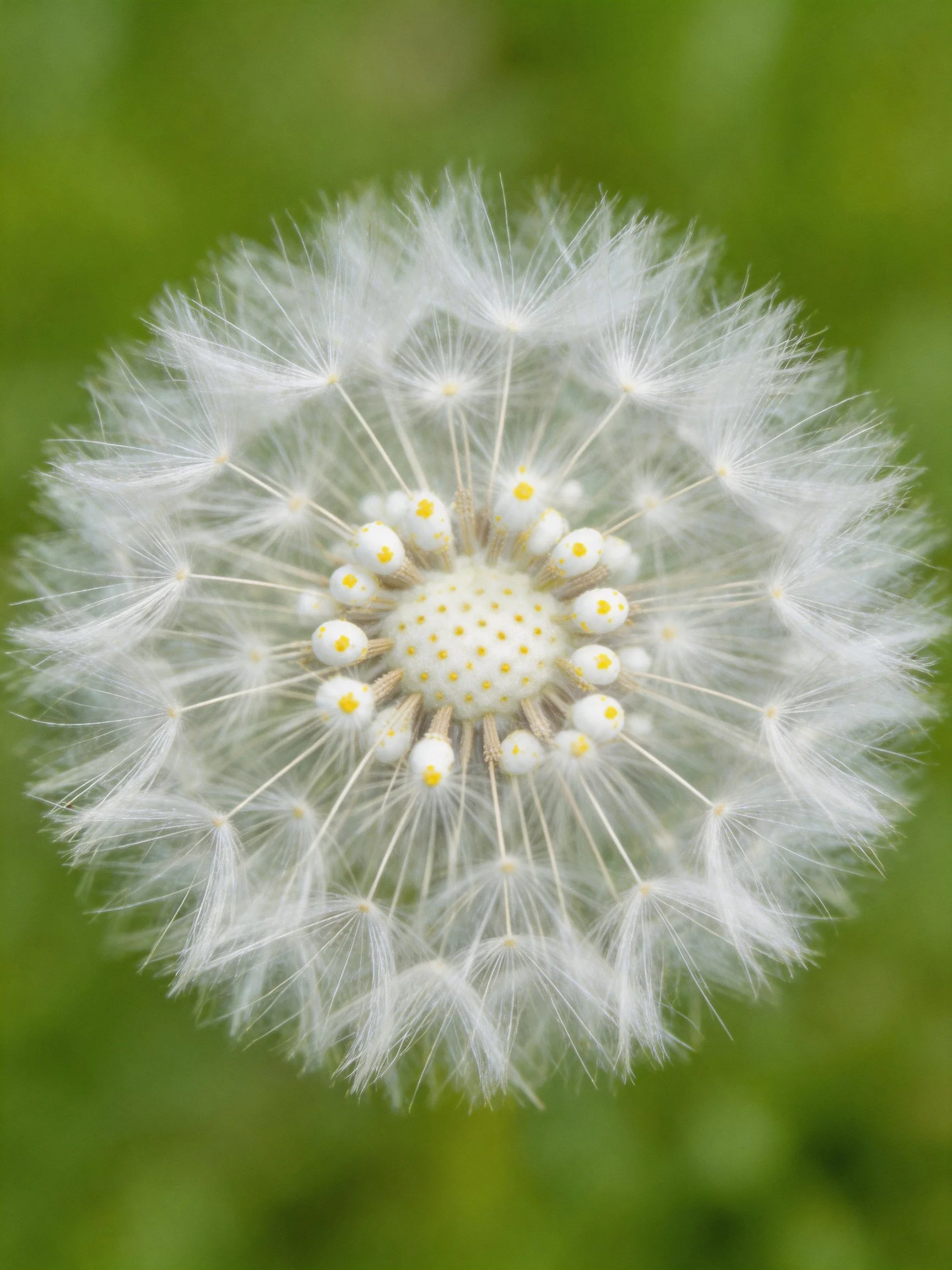 A close - up view of a mature white dandelion seed head