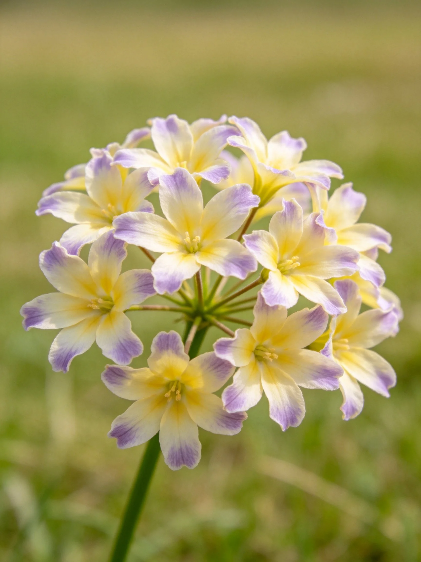 A cluster of delicate flowers with yellow and lavender petals