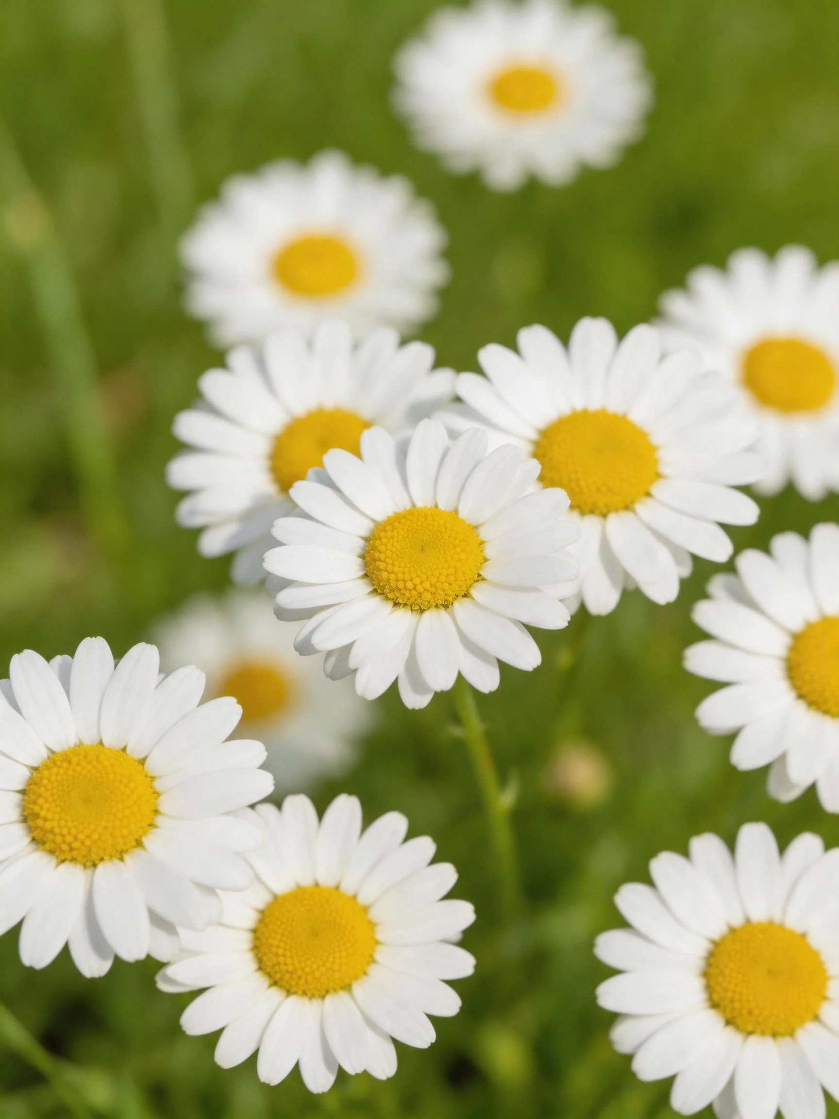 A cluster of white daisies with bright yellow centers