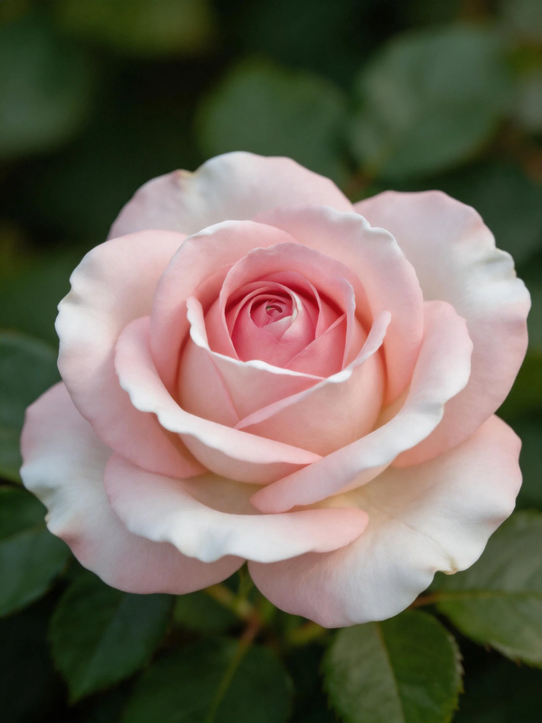 A delicate pale pink rose with layered petals