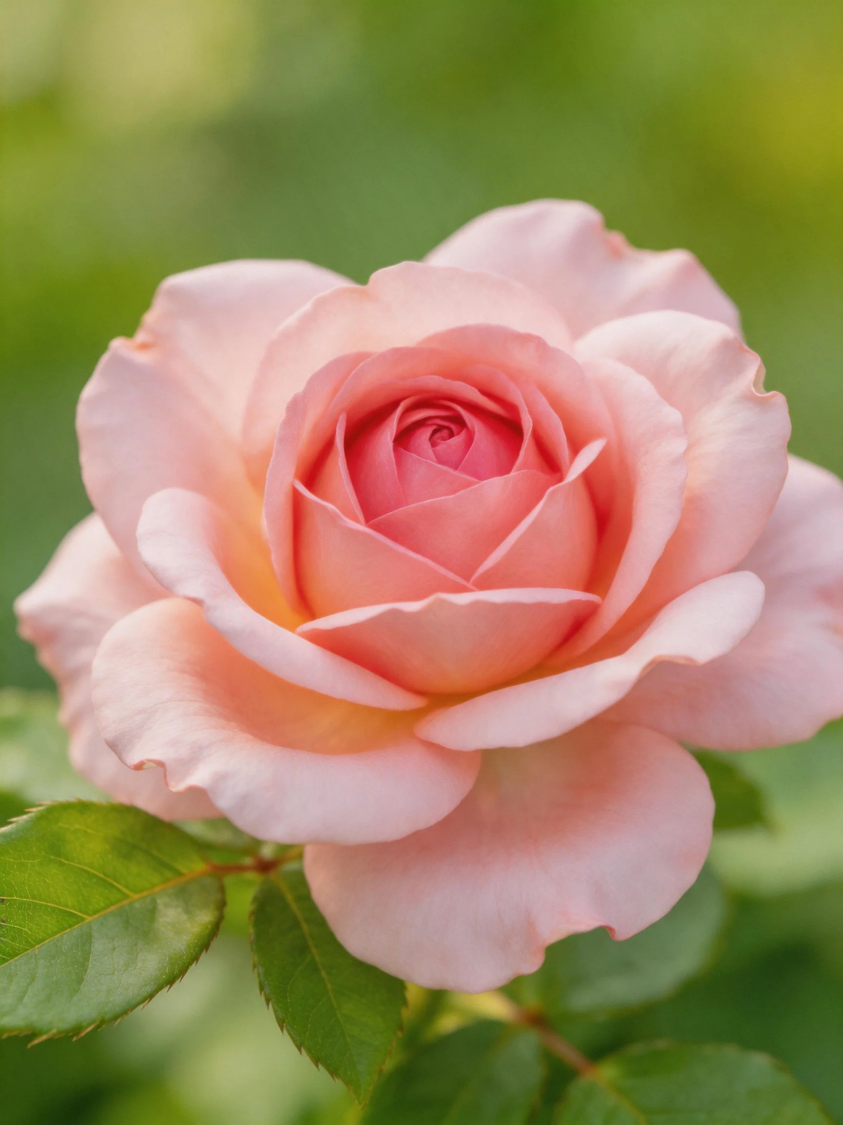 A delicate pink rose in full bloom with green foliage