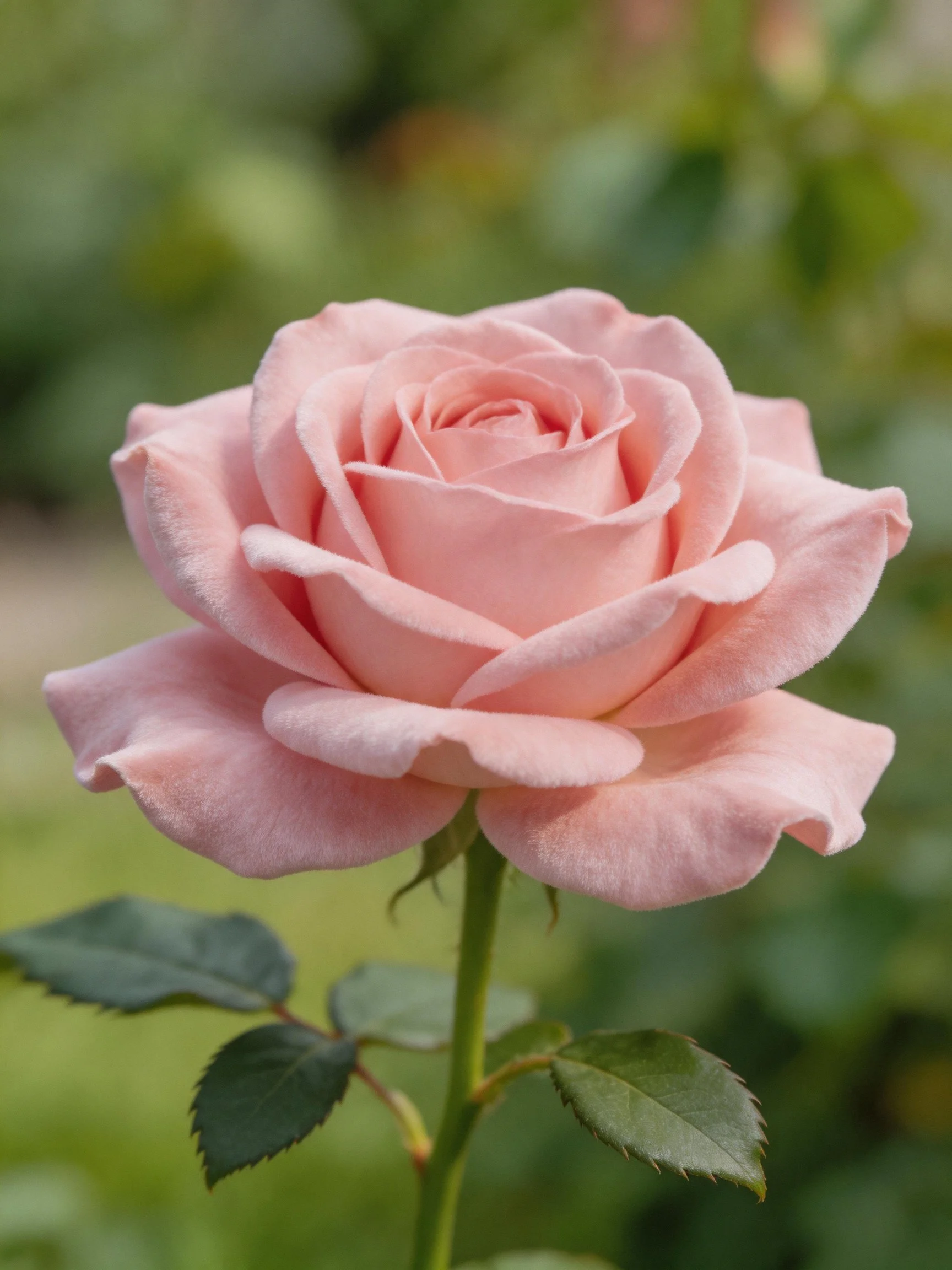 A delicate pink rose in full bloom with green foliage