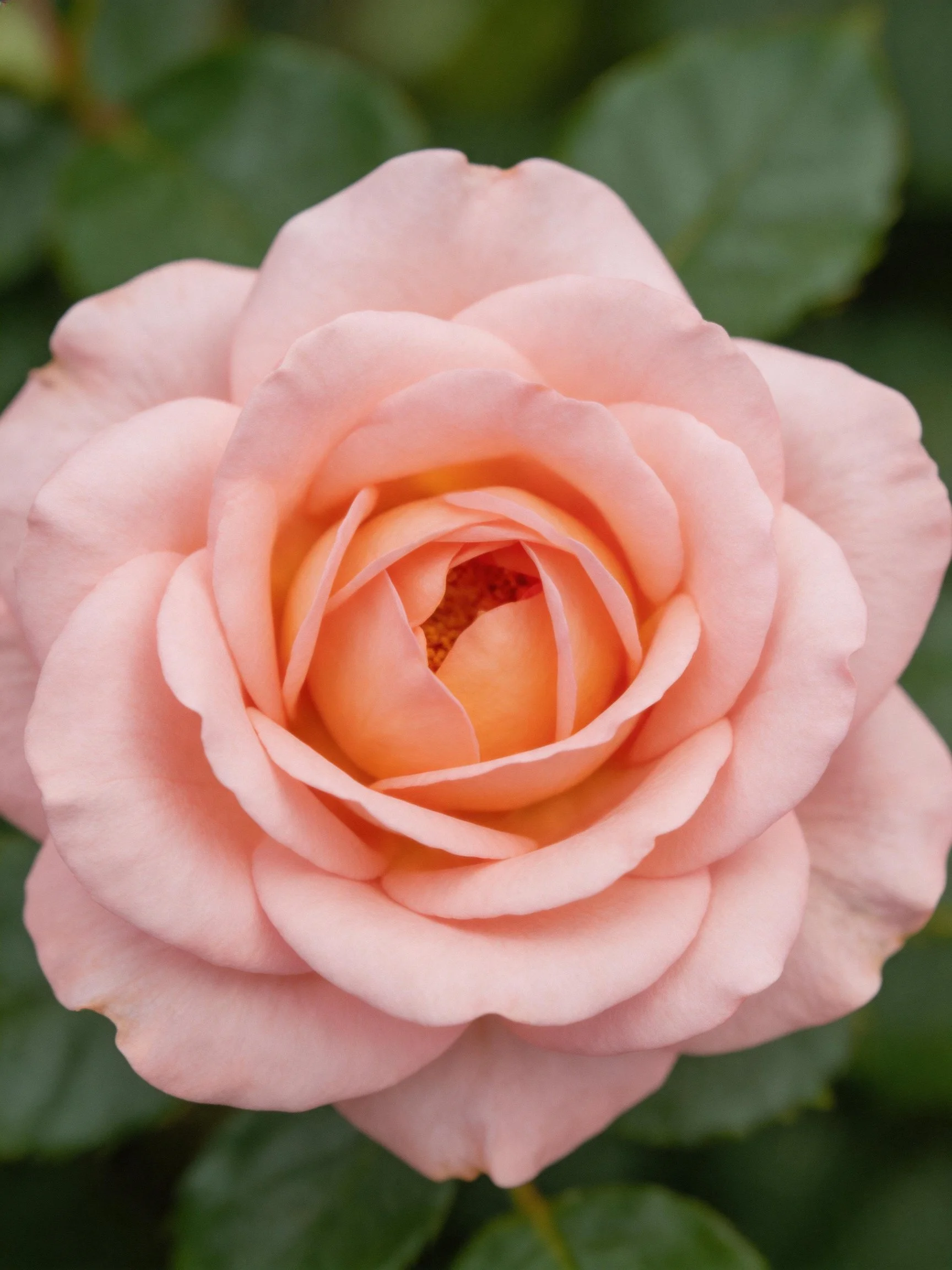 A delicate pink rose in full bloom with layered petals