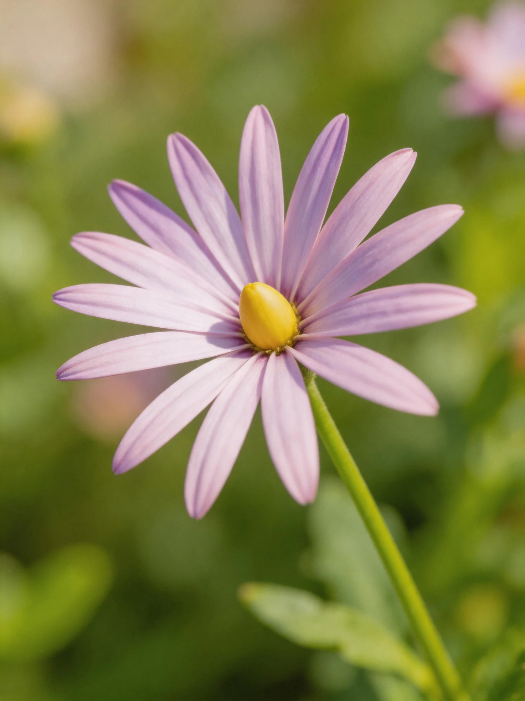 A delicate purple daisy with a bright yellow center