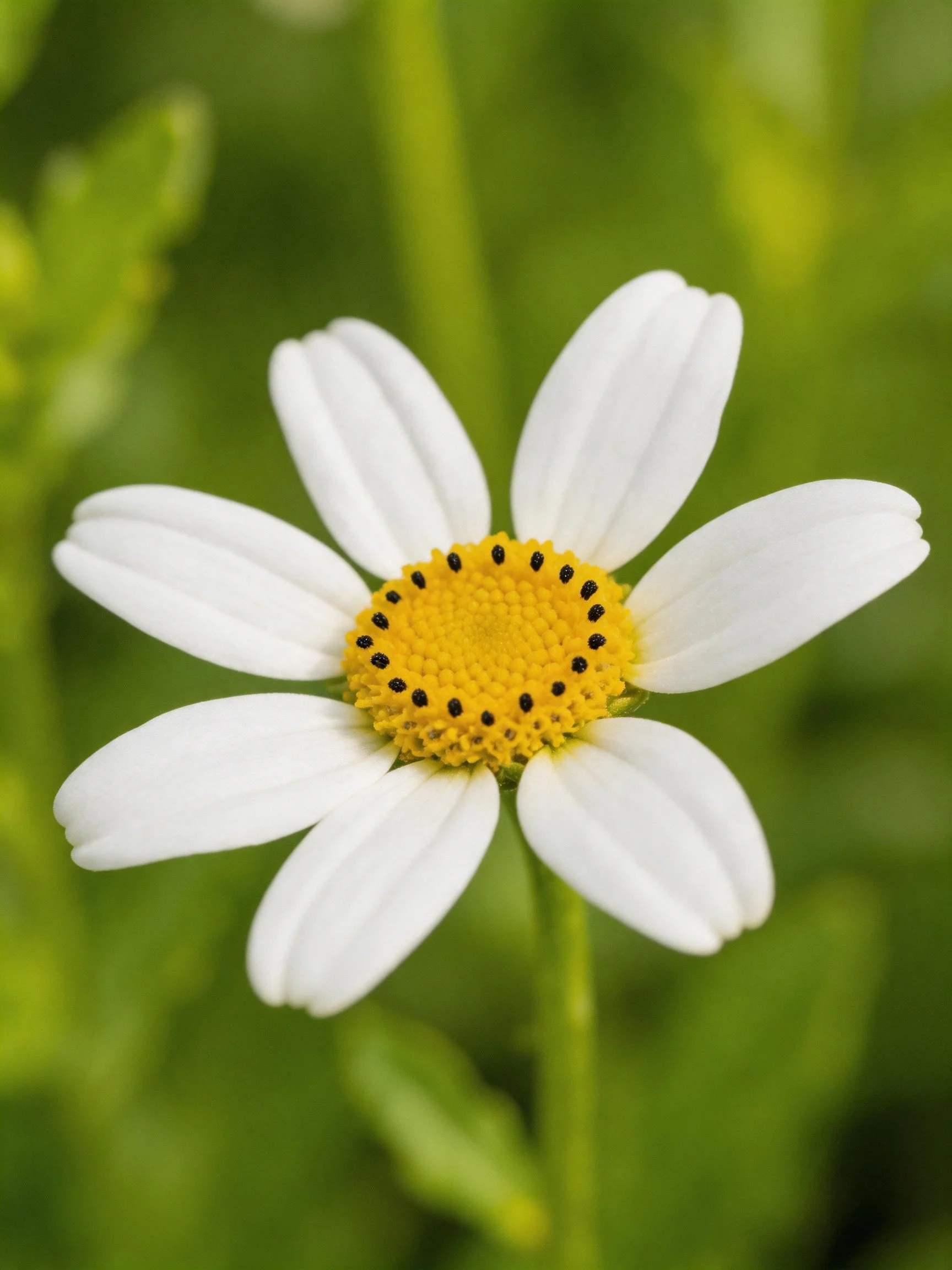 A delicate white daisy with a bright yellow center