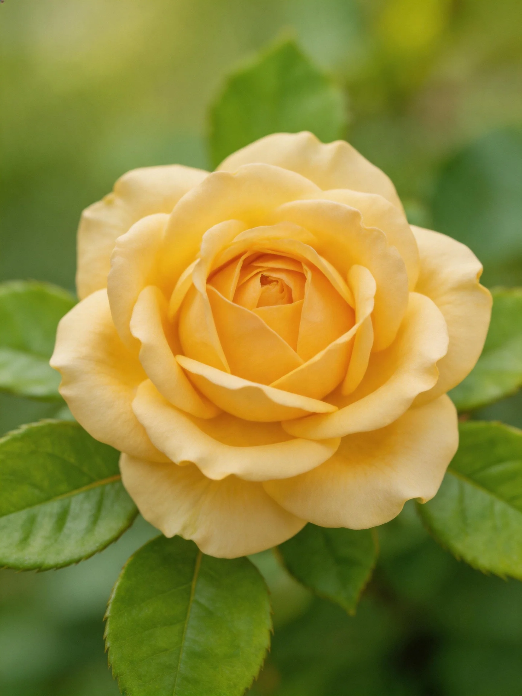 A fully bloomed pale yellow rose with green foliage