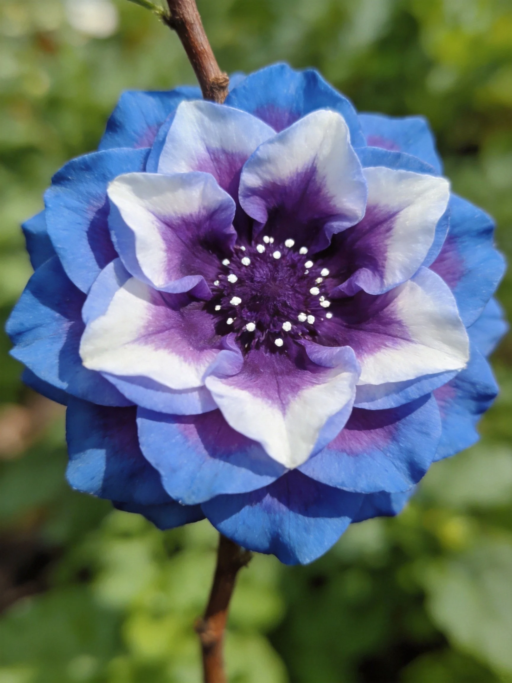 A multi-layered blue and purple flower with gradient petals
