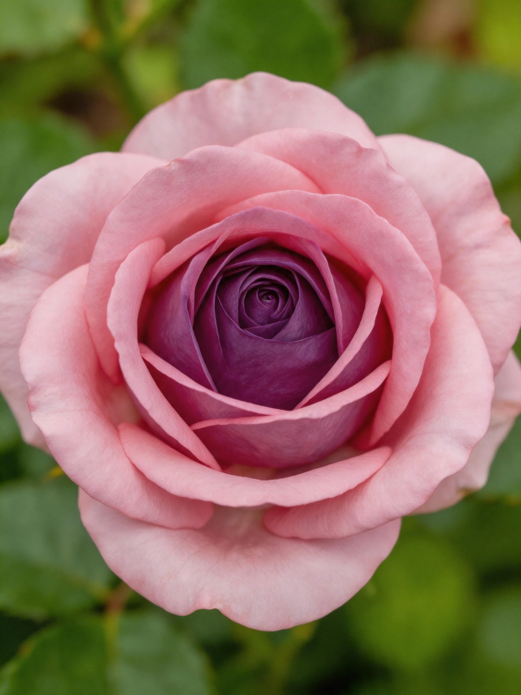 A pink and purple rose with layered petals