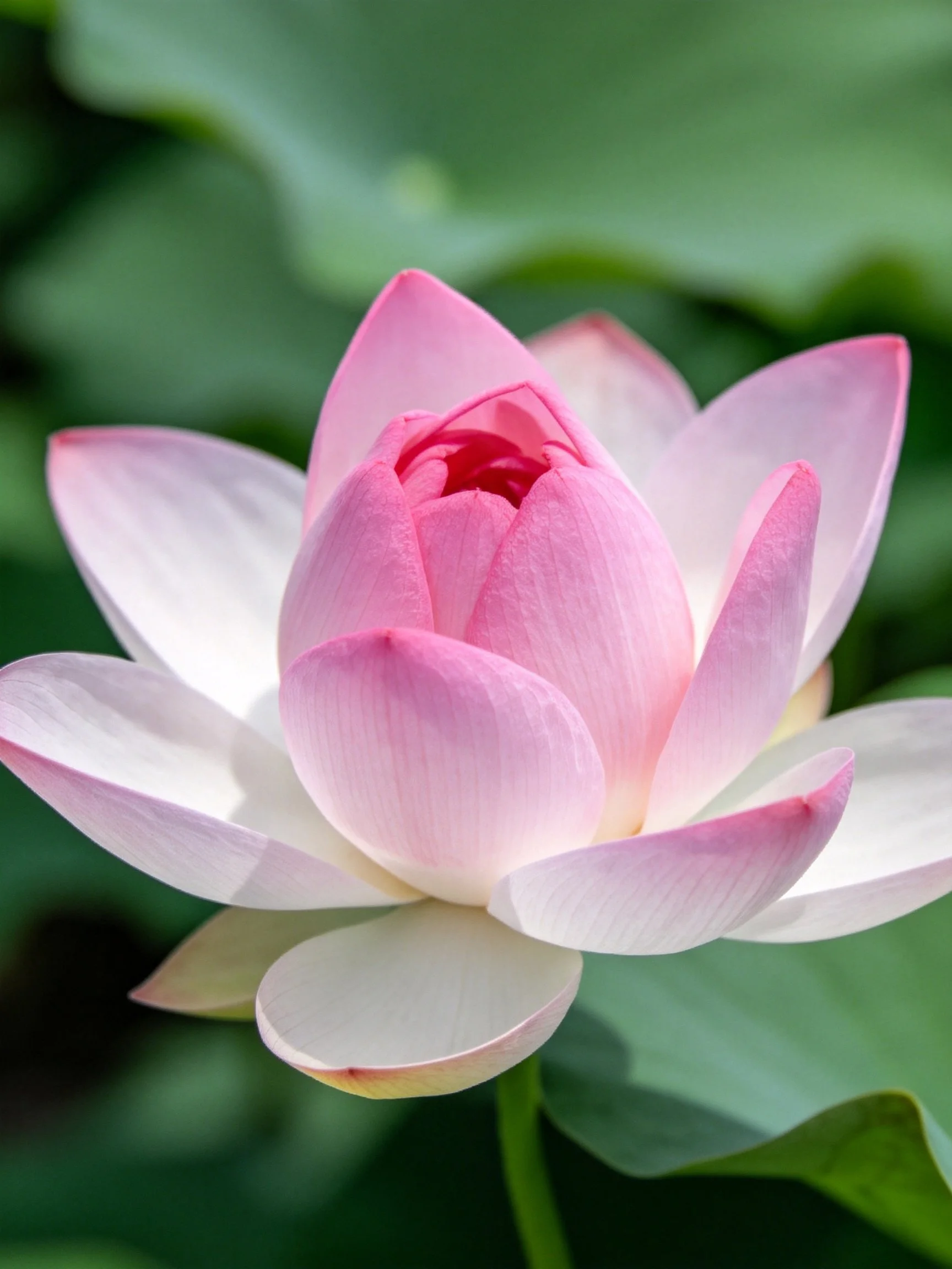 A pink lotus flower in full bloom with green foliage around