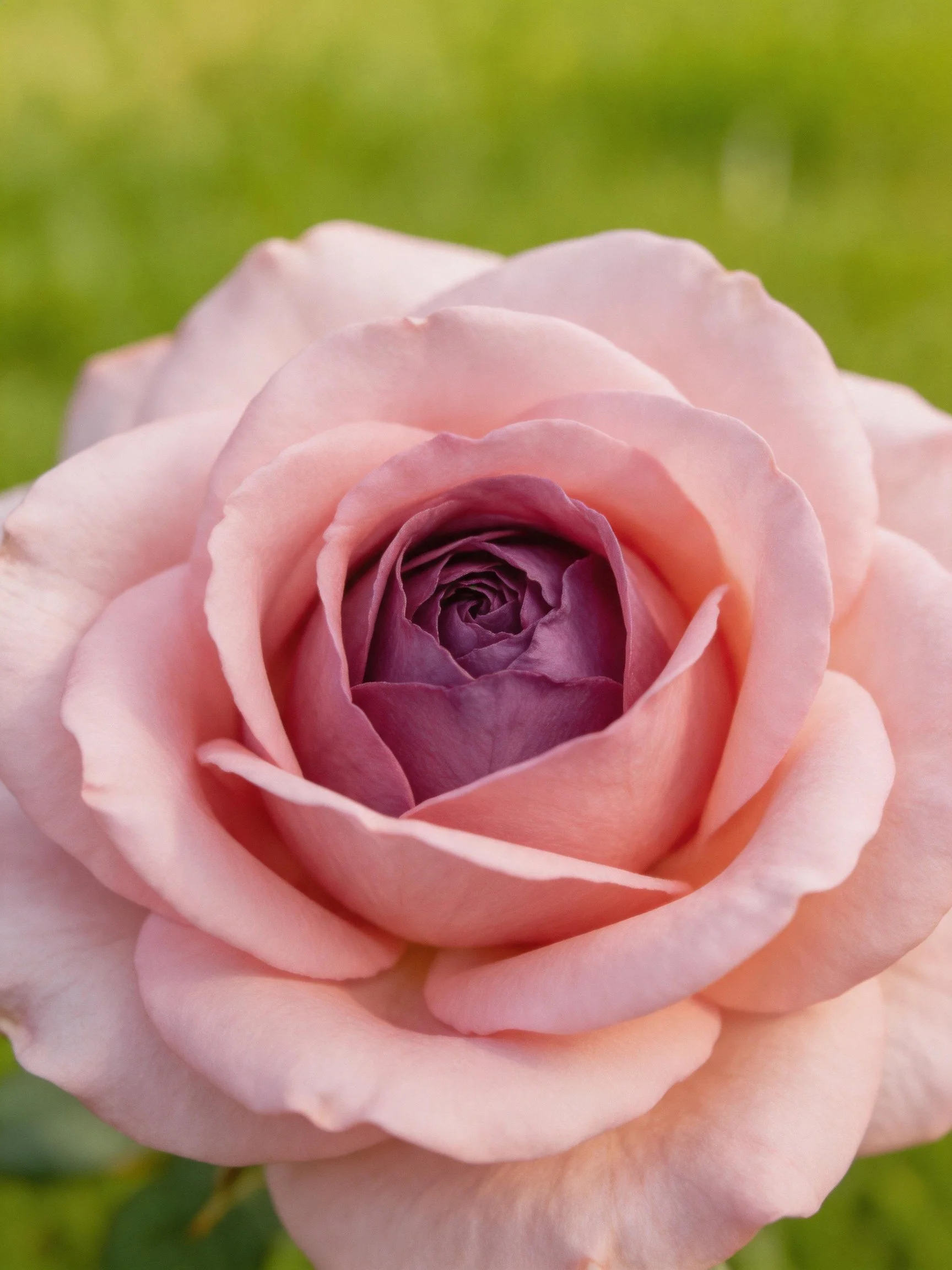 A rose with soft pink outer petals and deep purple center