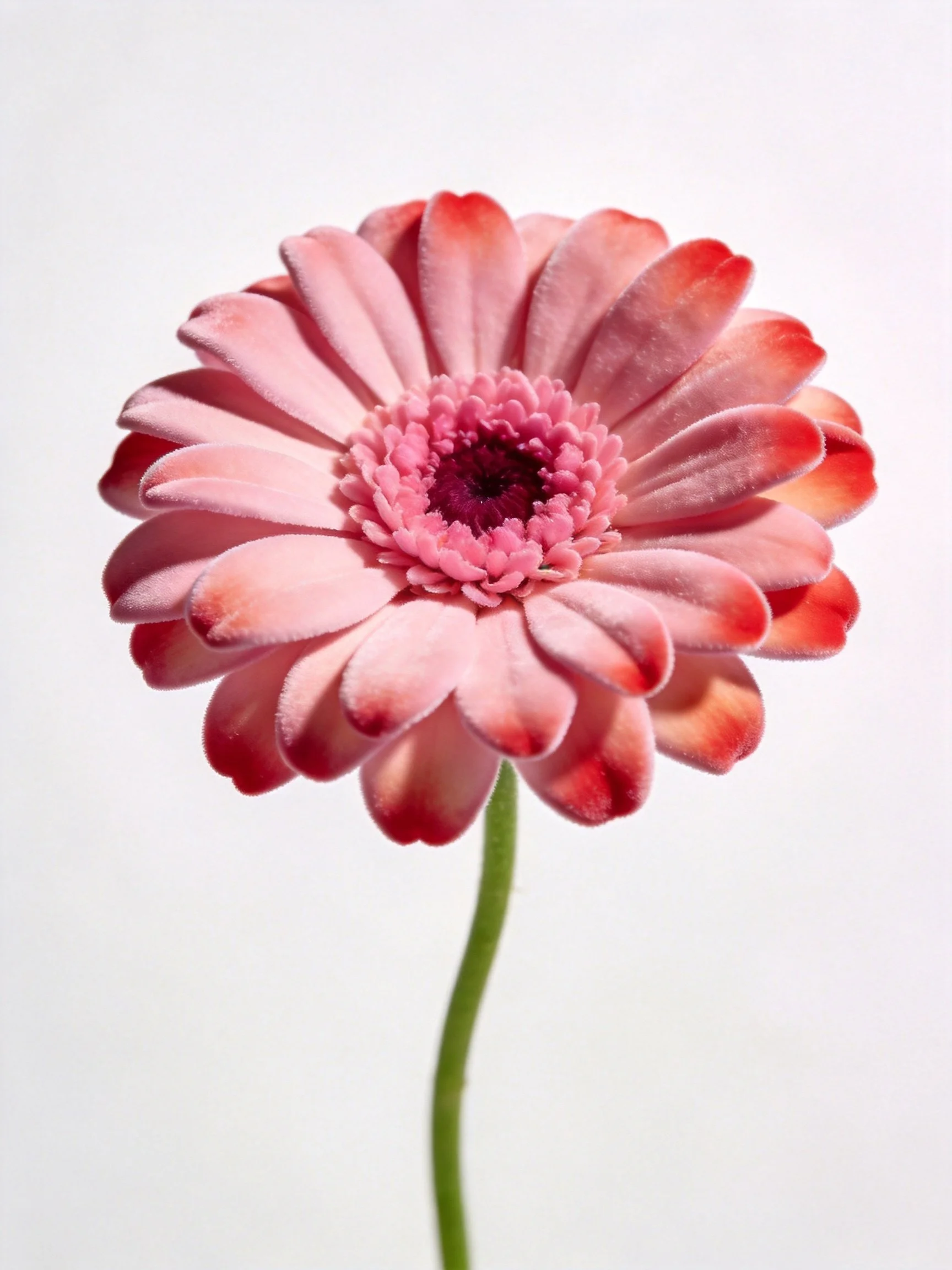 A single pink gerbera daisy with red-tipped petals
