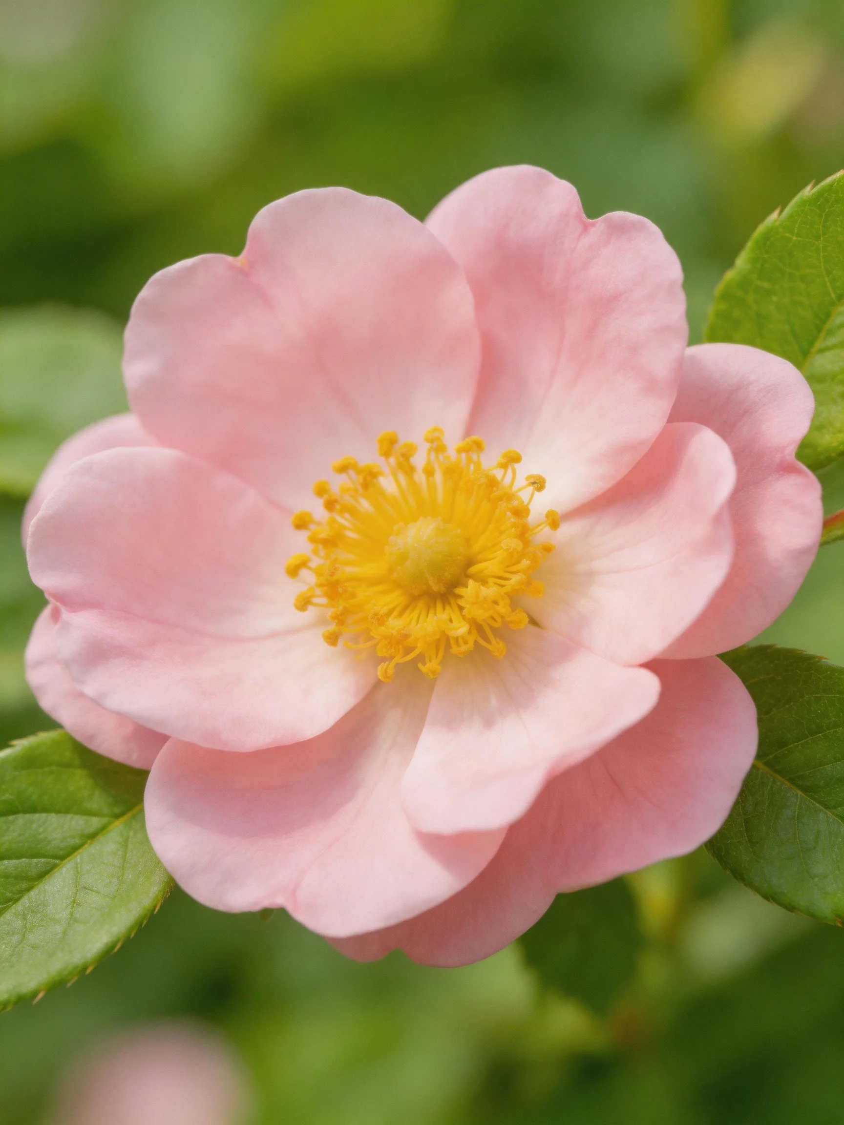 A single pink rose with vibrant yellow center