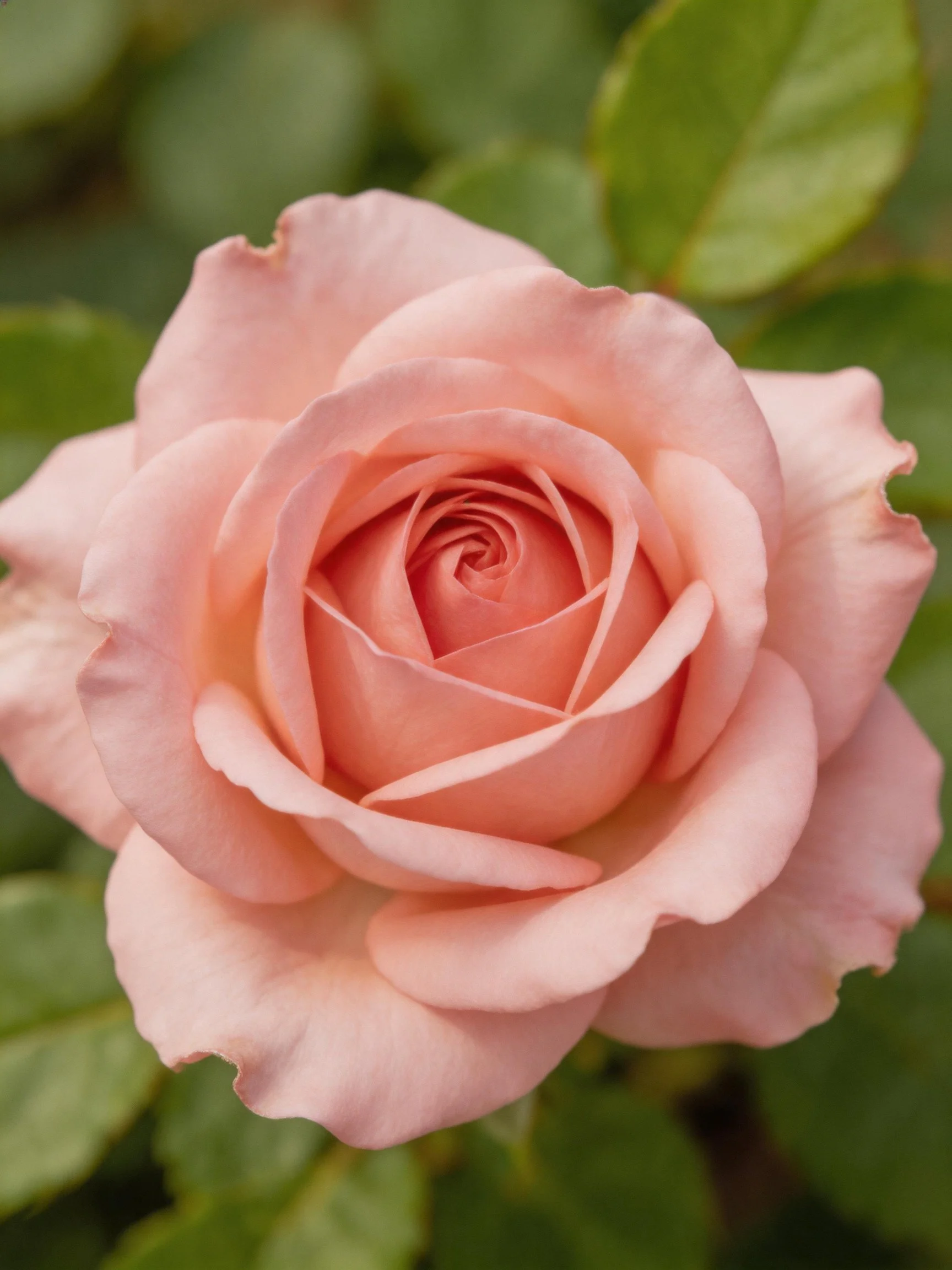 A soft pink rose in full bloom with green foliage