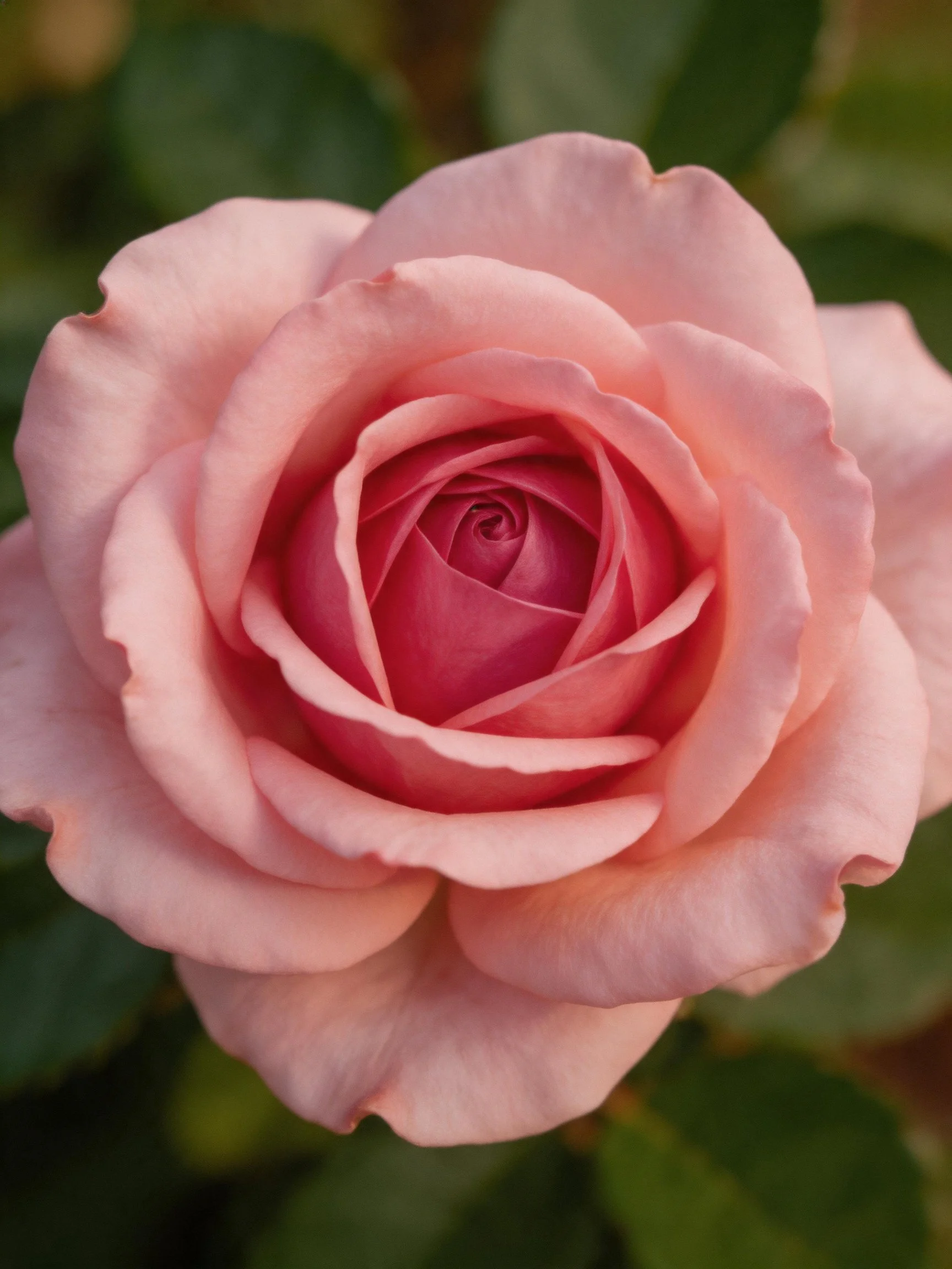 A soft pink rose in full bloom with layered petals