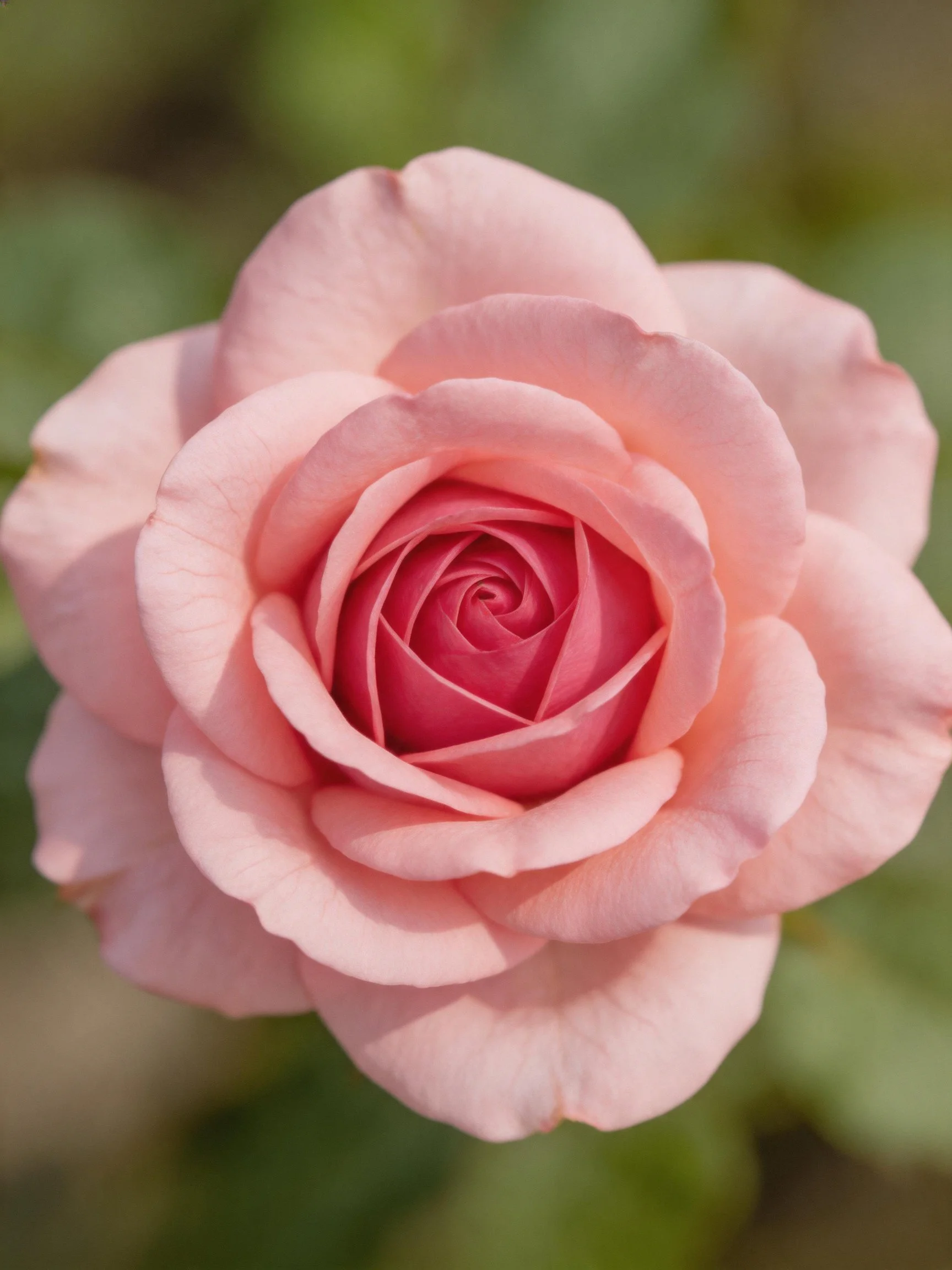 A soft pink rose with layered petals in nature
