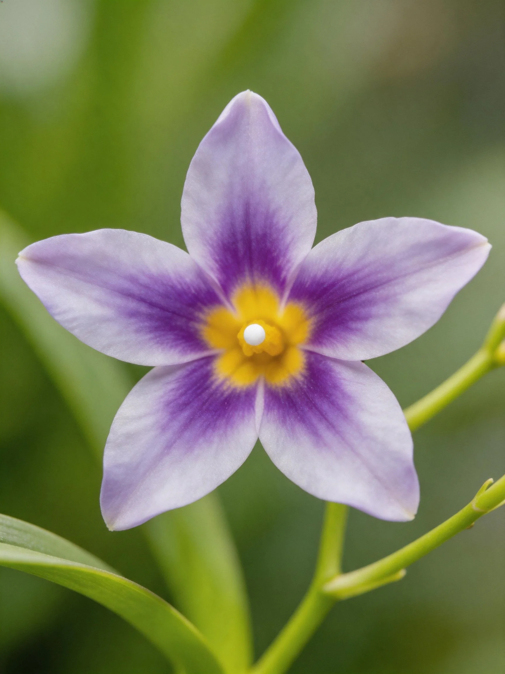A star - shaped purple flower with a yellow center