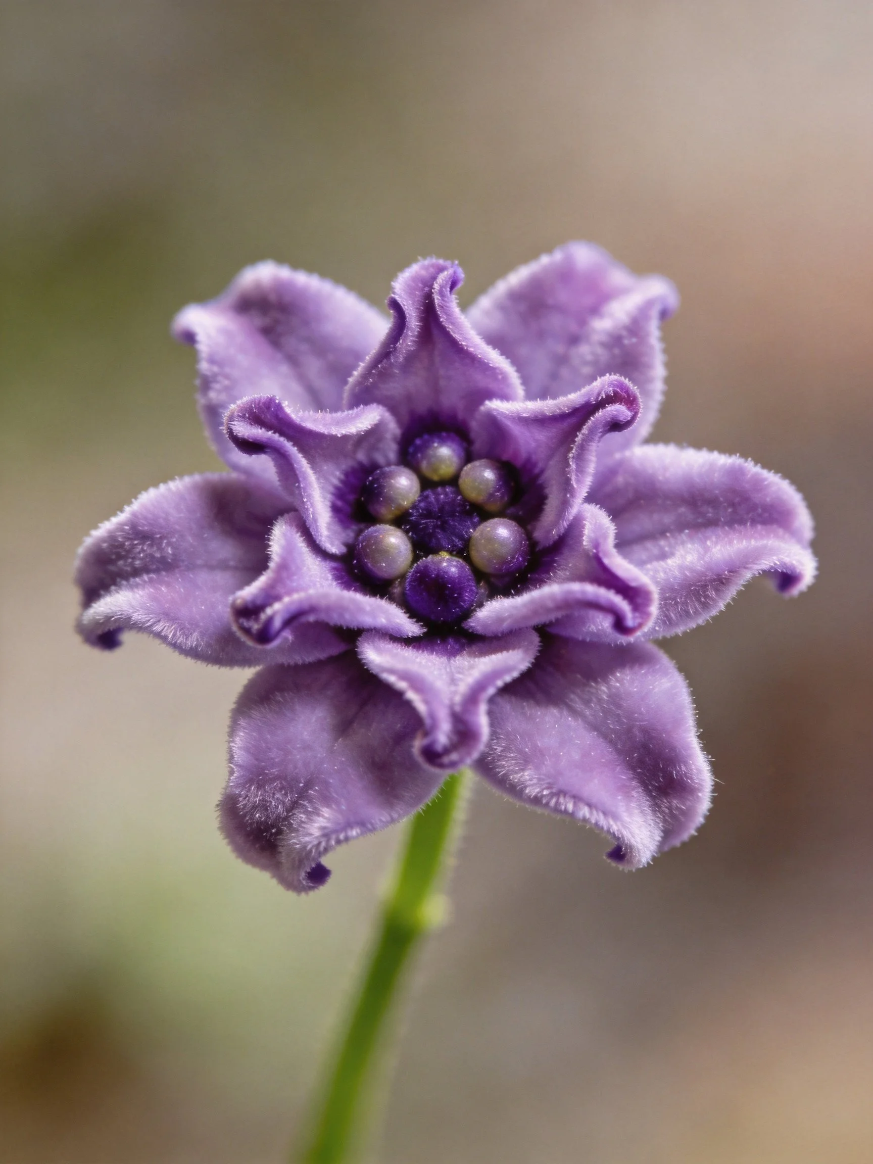 A velvet - textured purple flower with layered petals