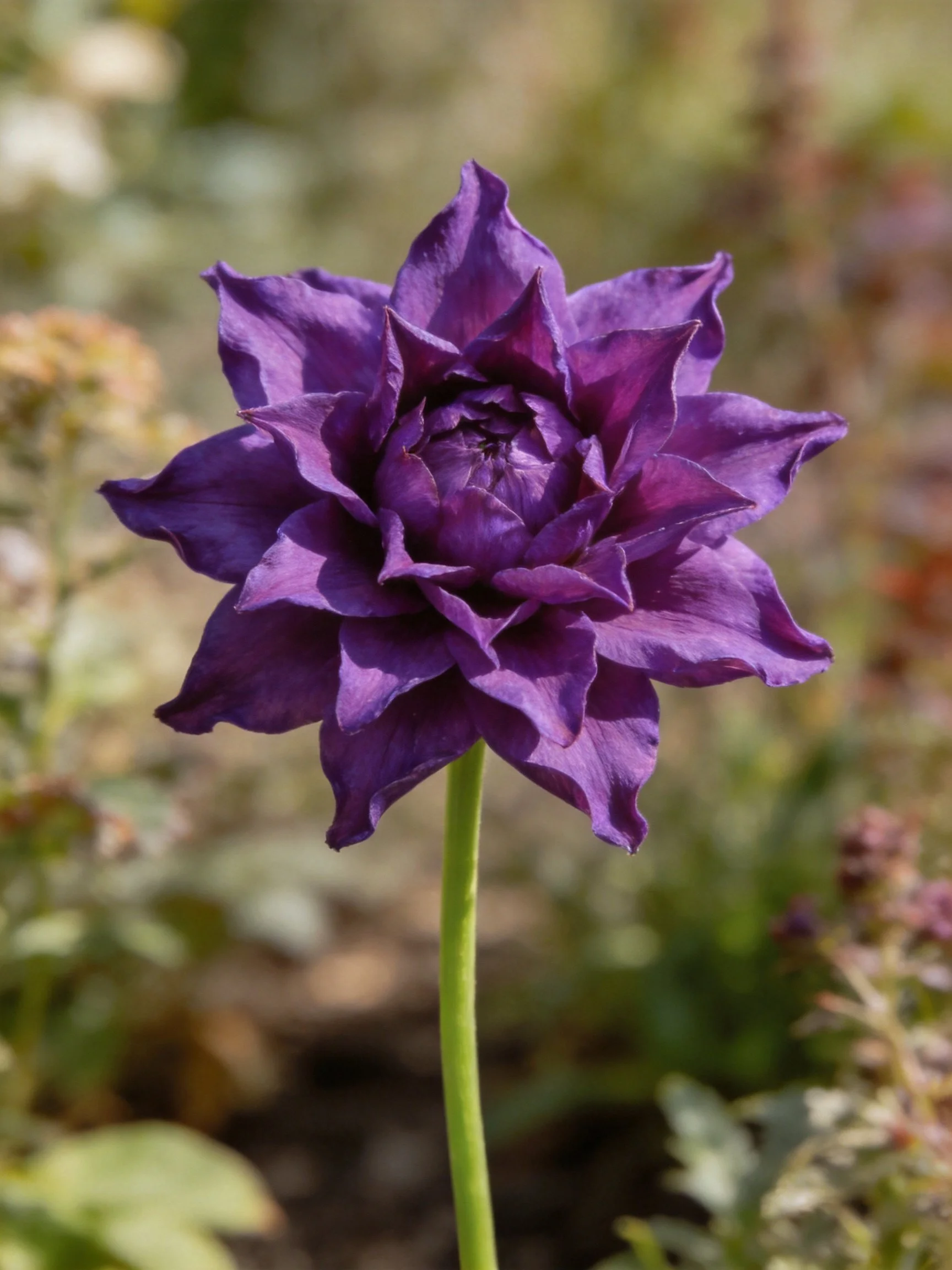 A vibrant dark purple flower with layered petals
