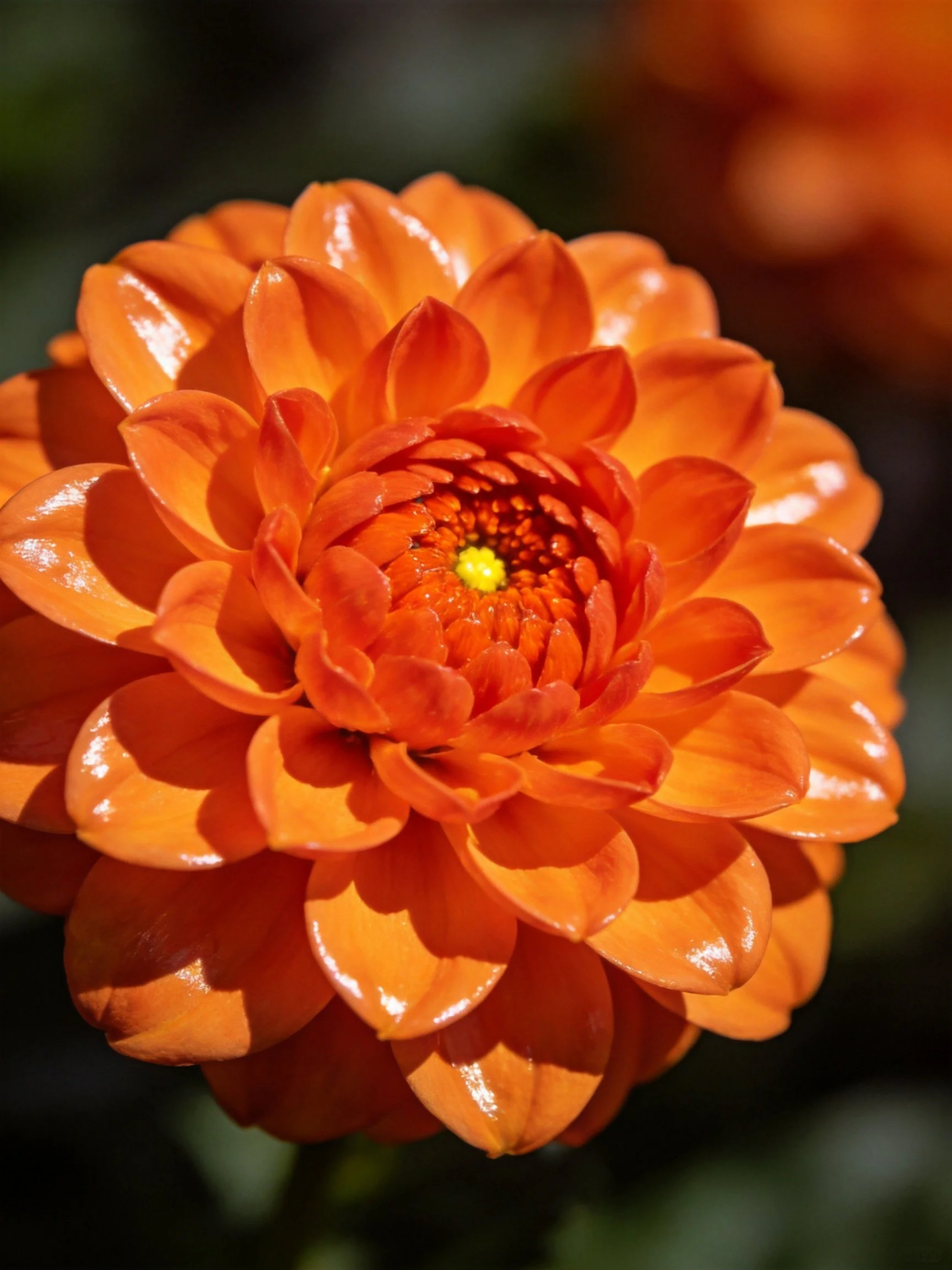 A vibrant orange dahlia with layered petals