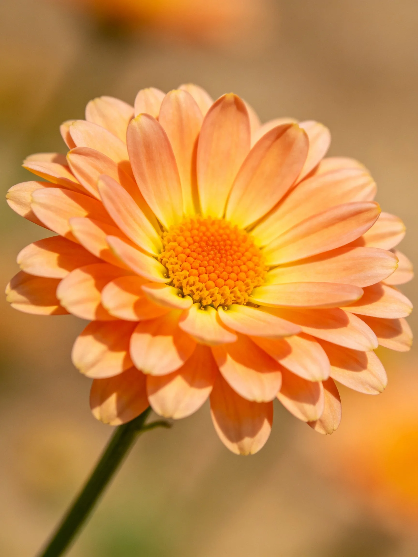 A vibrant orange daisy with layered petals and bright yellow center