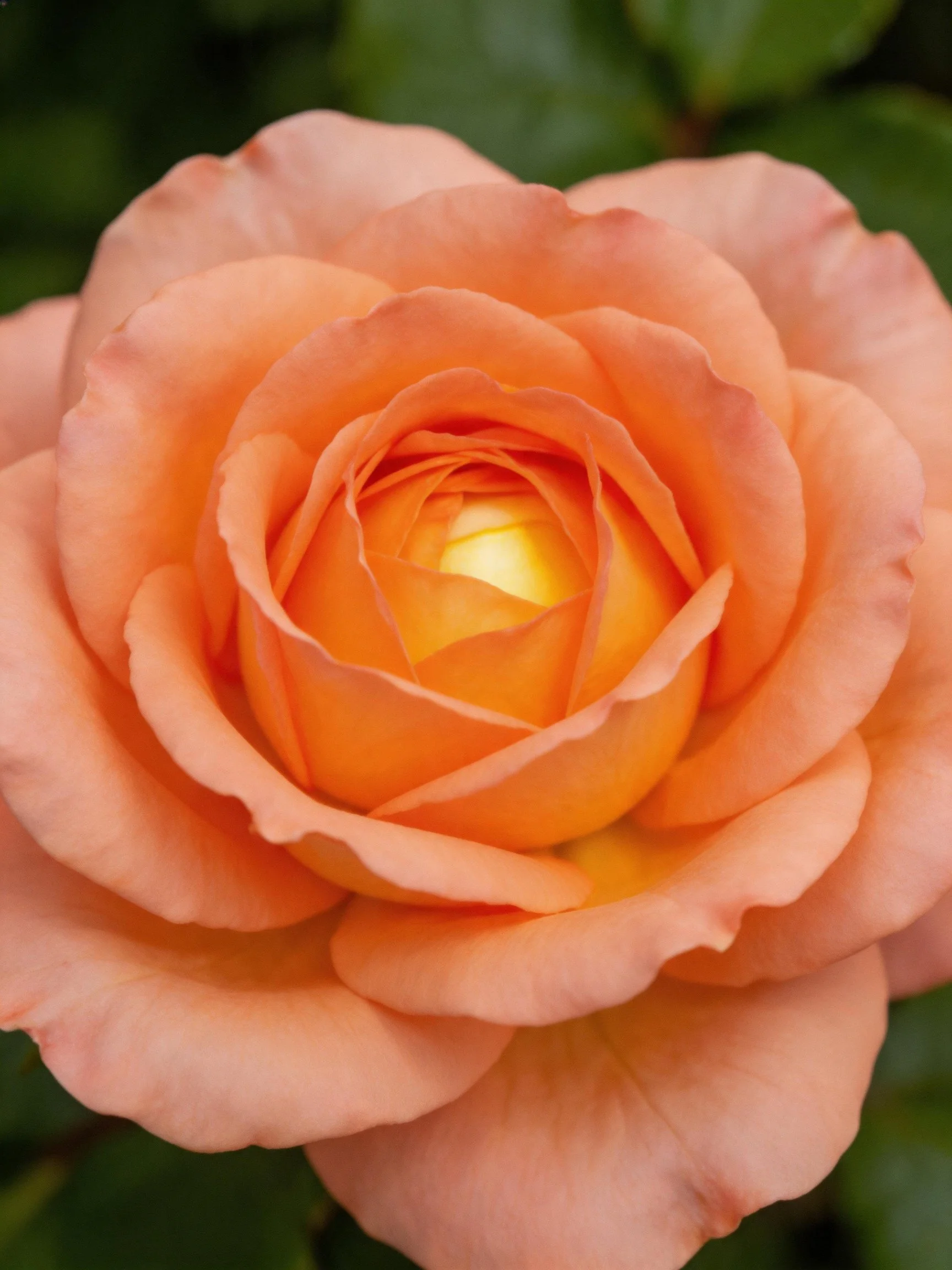 A vibrant orange rose with layered petals and soft lighting