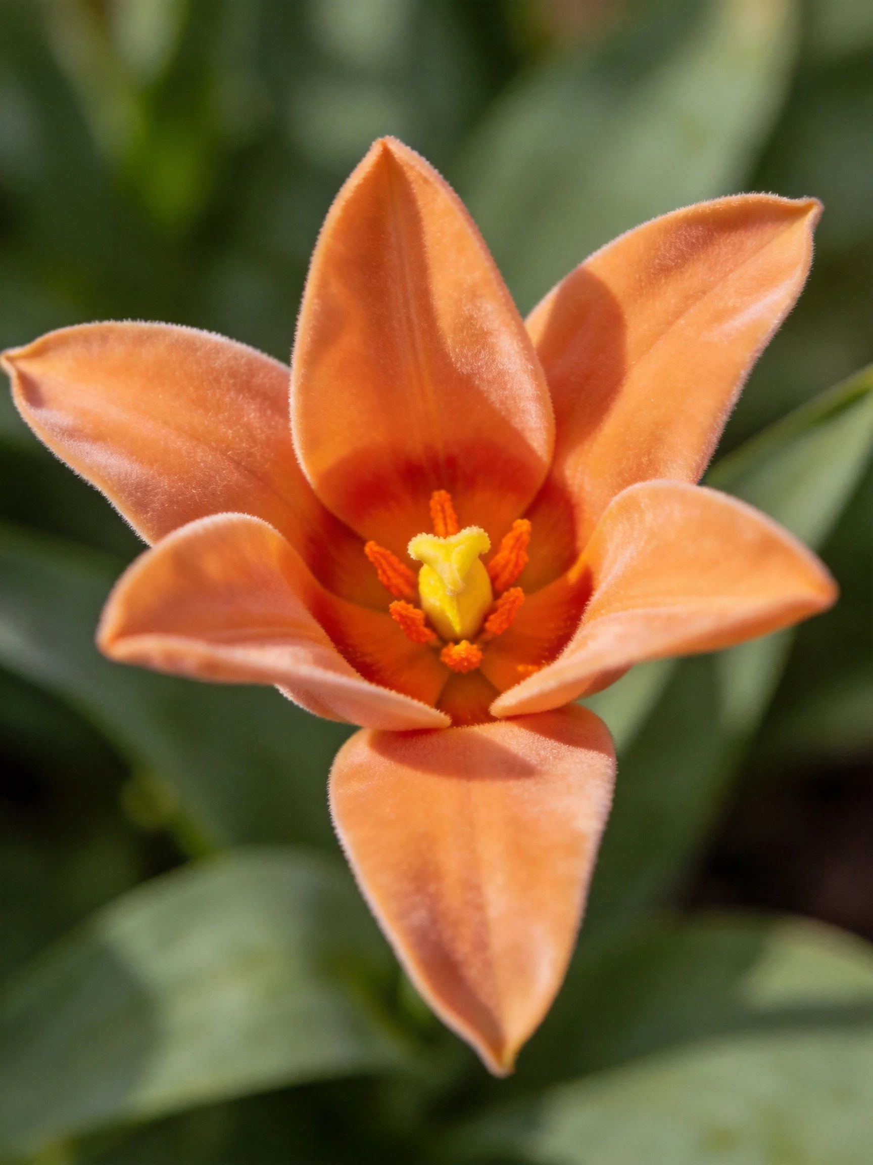 A vibrant orange tulip with bright yellow center