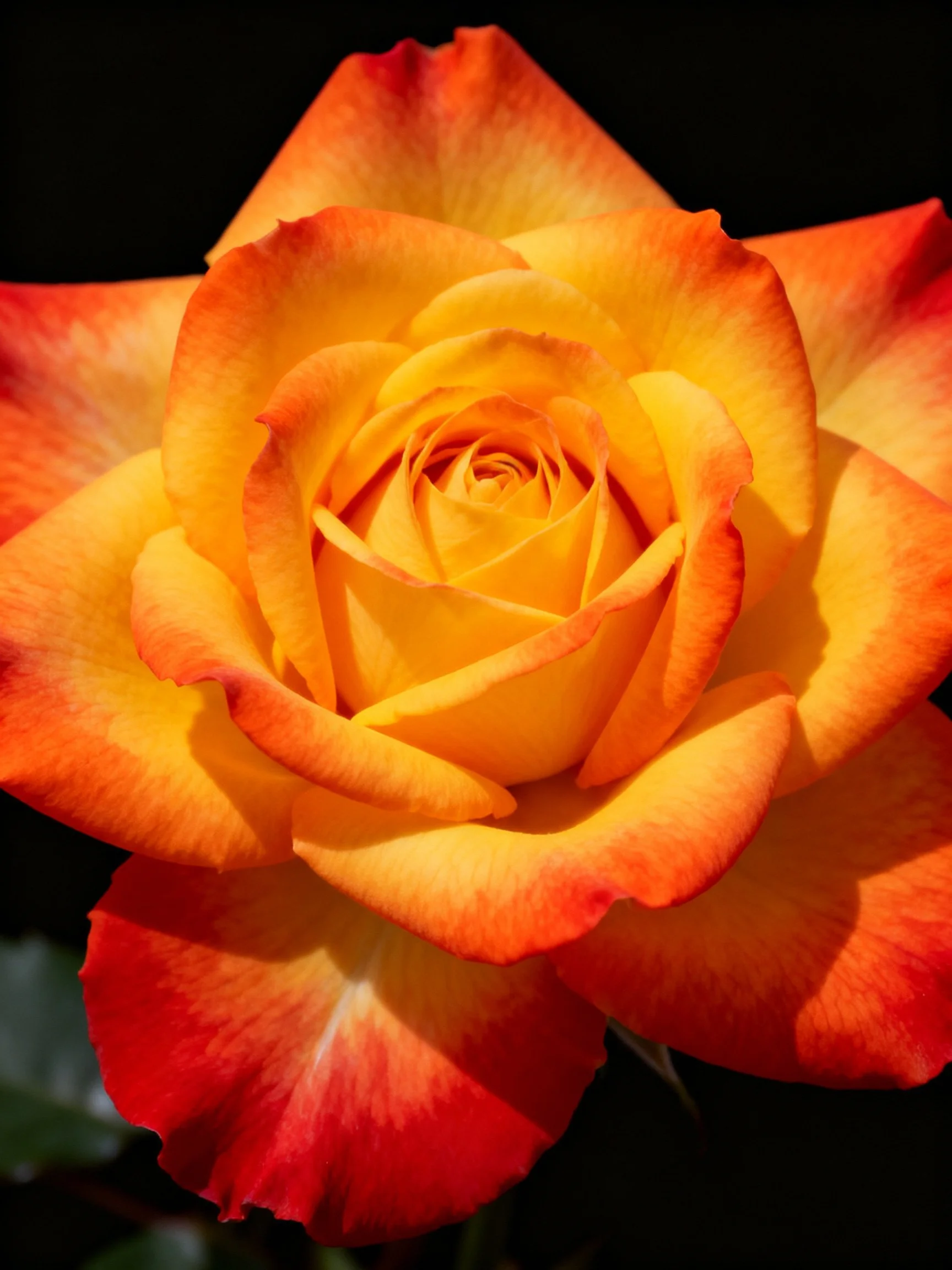 A vibrant orange-yellow rose with gradient petals
